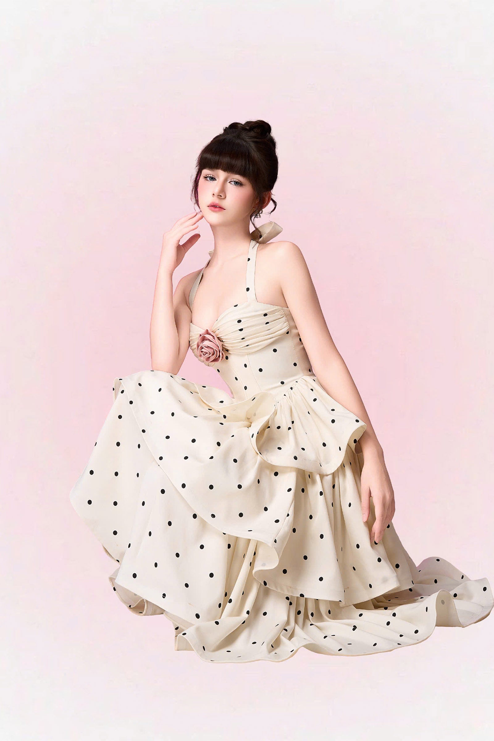 Hazel Halter Applique Midi Dress 6