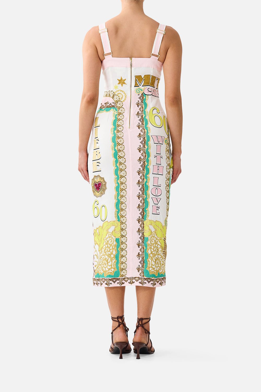 Form Fitted Midi Dress With Topstitching