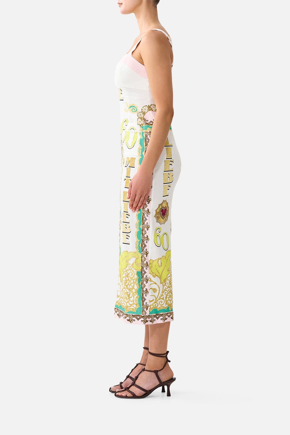 Form Fitted Midi Dress With Topstitching