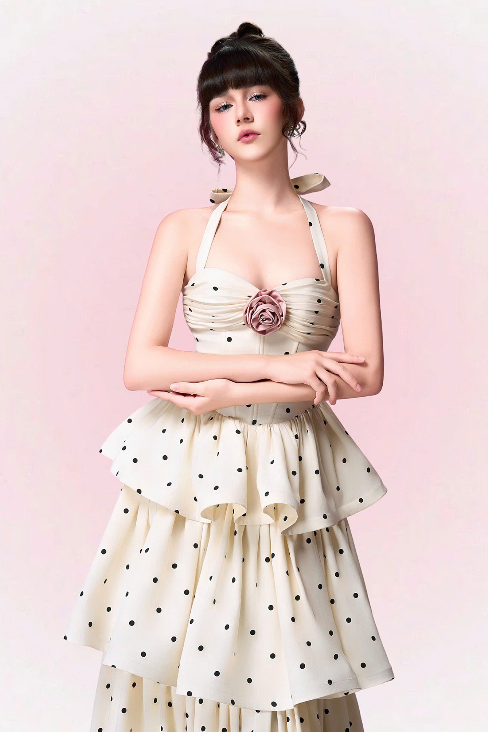Hazel Halter Applique Midi Dress 3