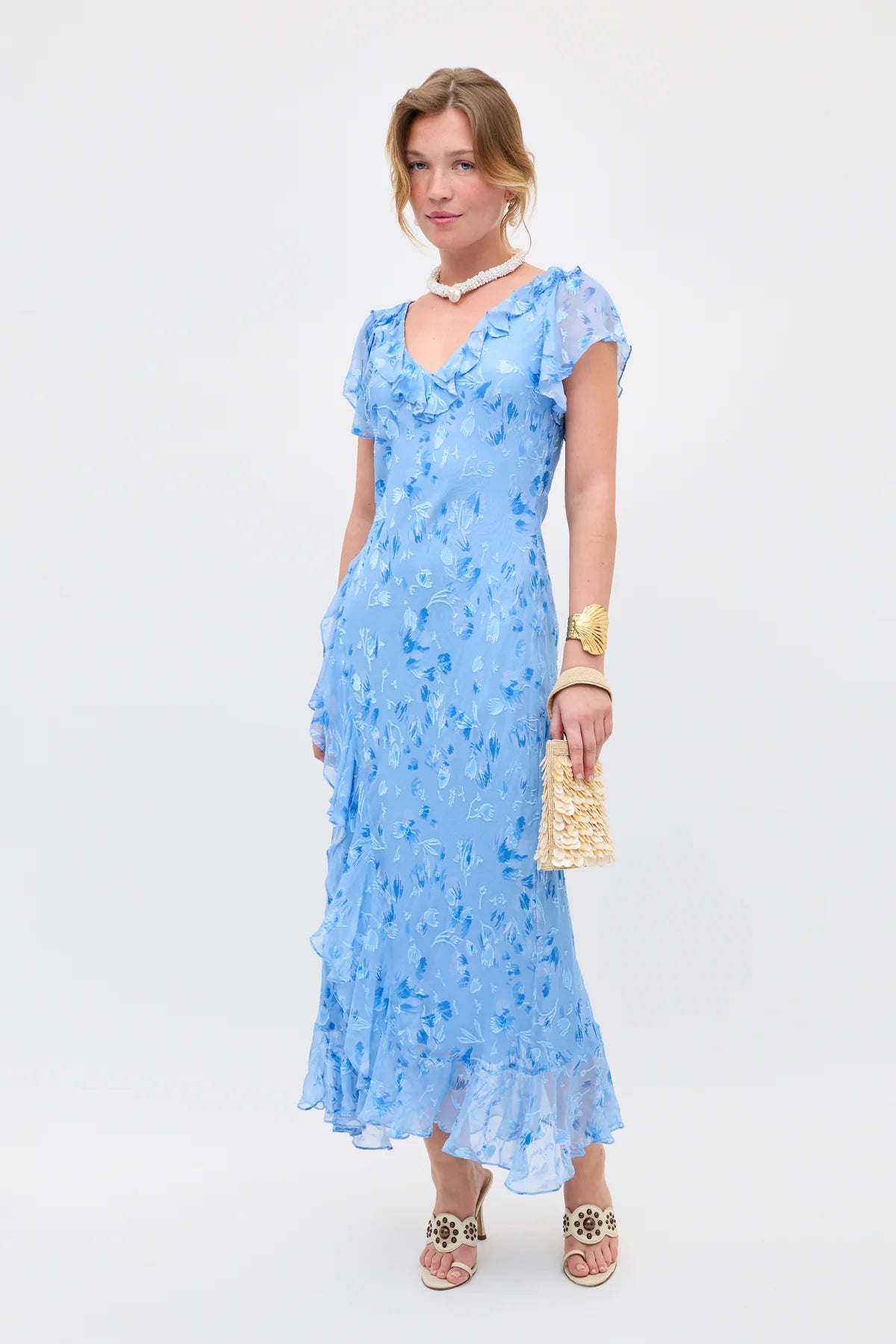 Meadow Silk-Satin Devoré Midi Dress
