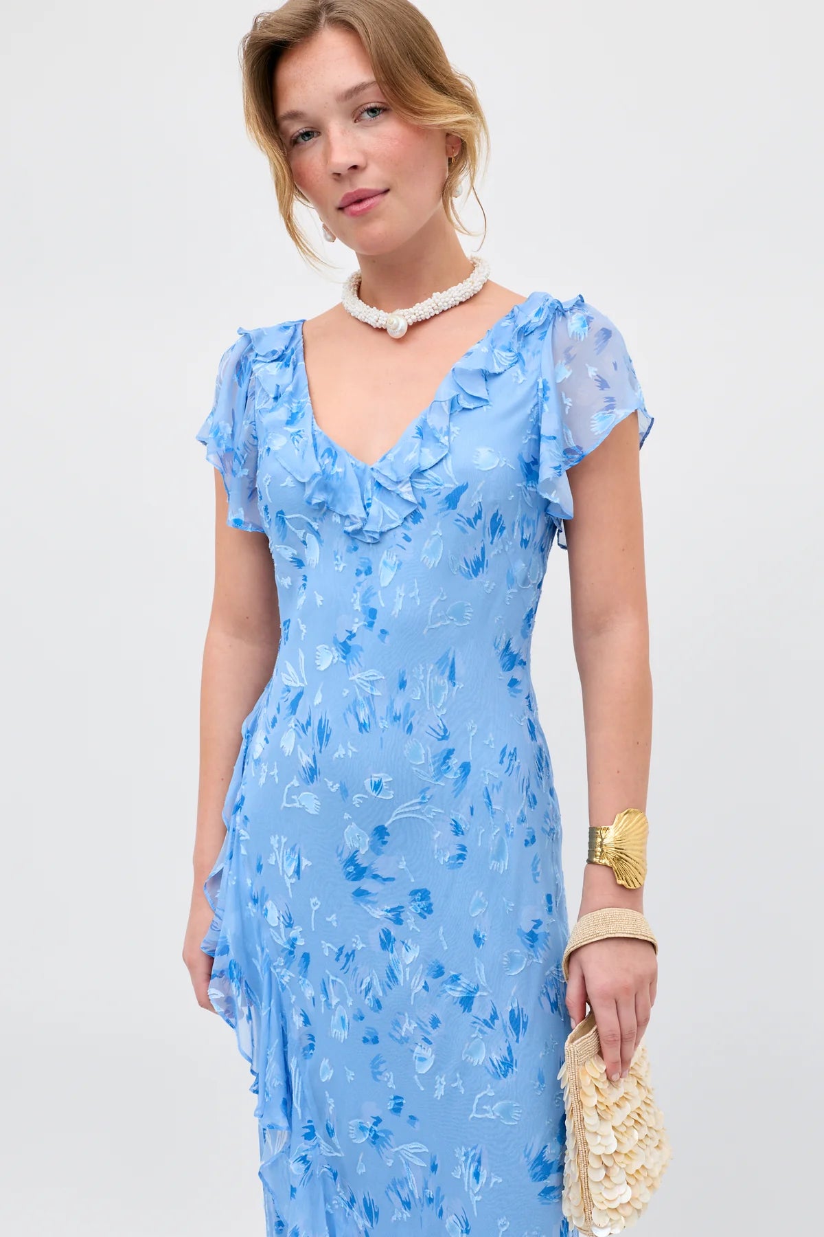 Meadow Silk-Satin Devoré Midi Dress