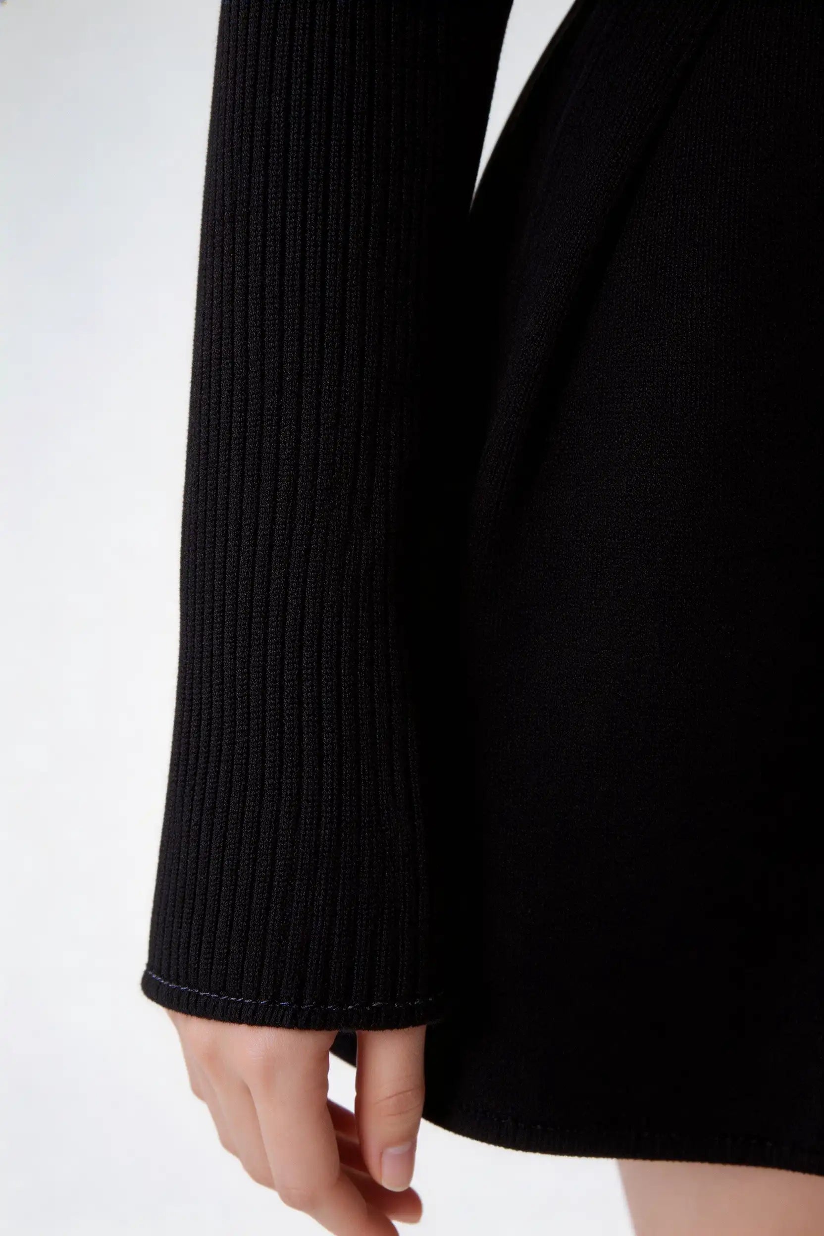 Laure Elegant French Commute Grey Knit Long Sleeve High Waist Mini Dress