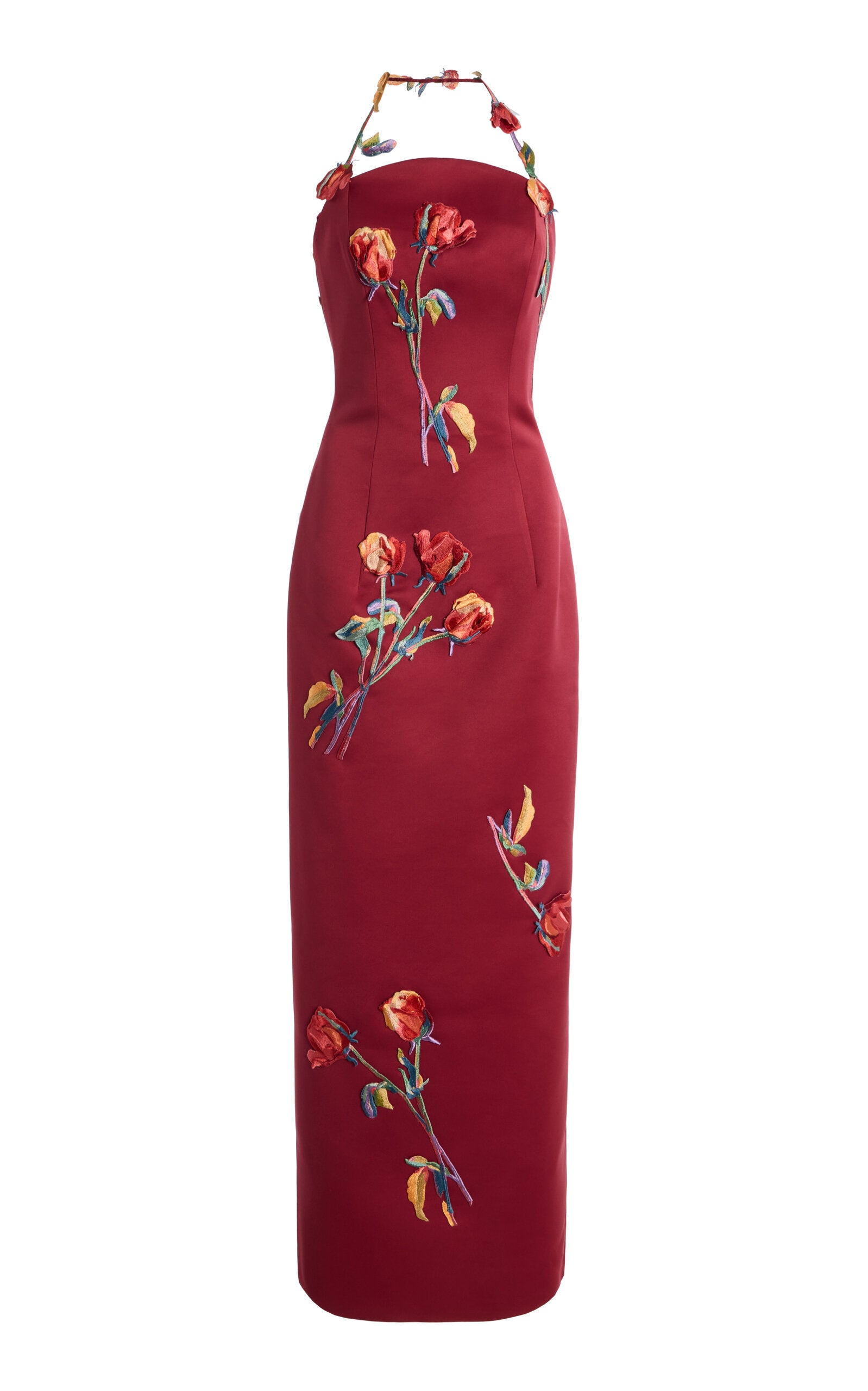 Exclusive Rayna Appliquéd Satin Maxi Dress