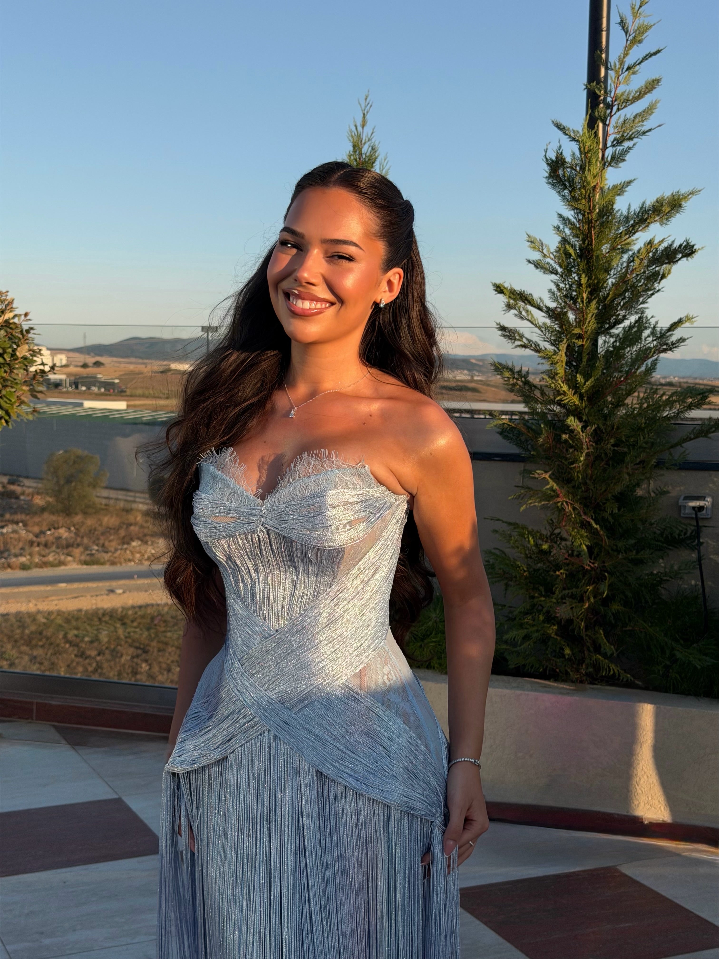 Ronesa - Fringe corset lace gown