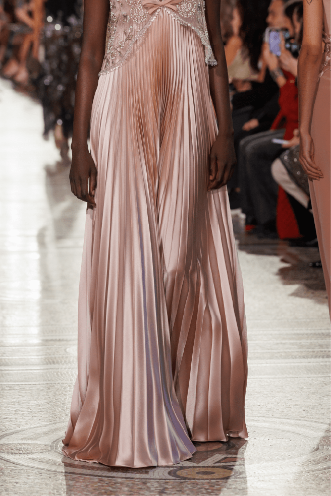 Pleated Embellished Long Dress