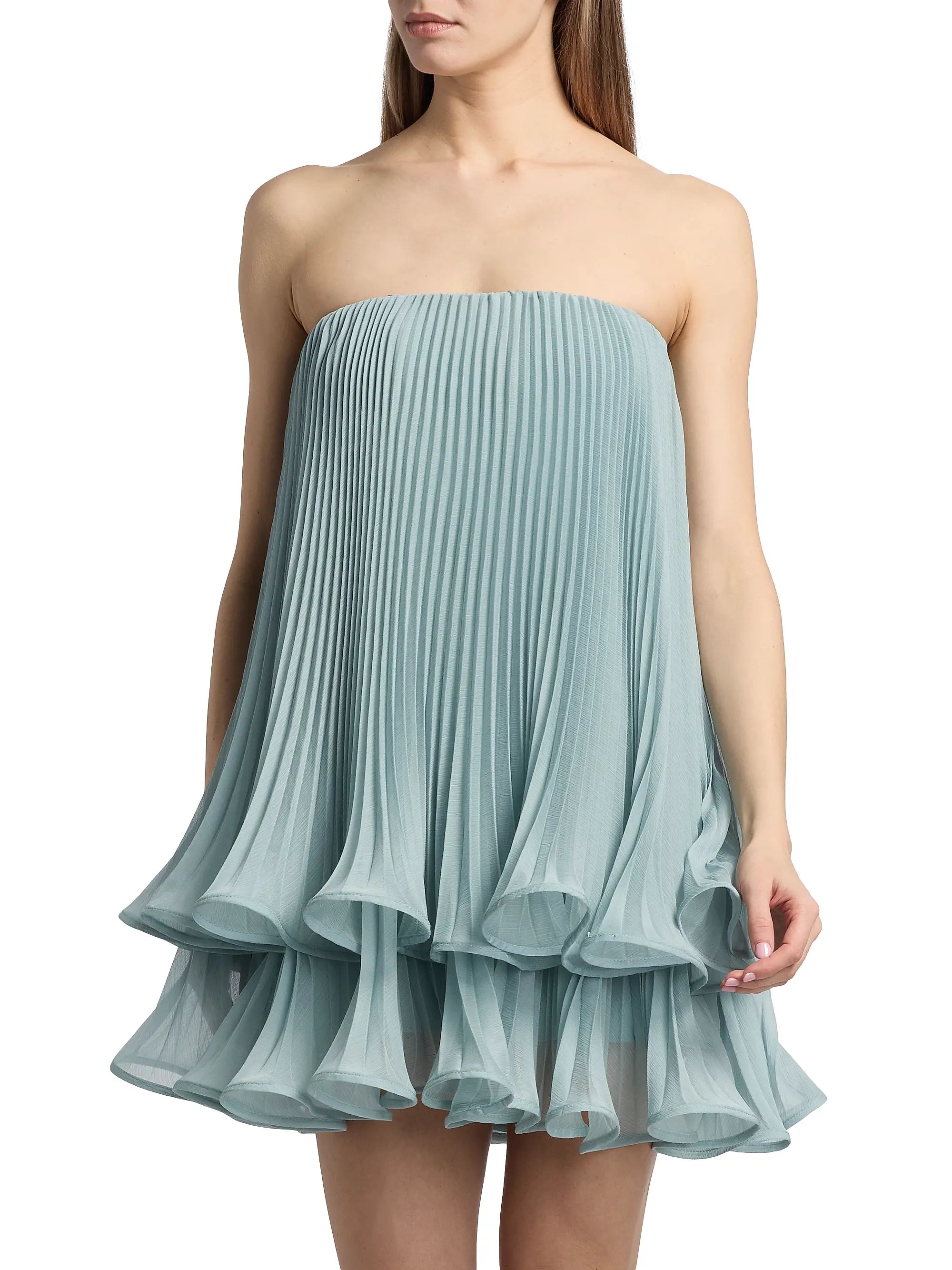 Dalia Pleated Strapless Babydoll Minidress
