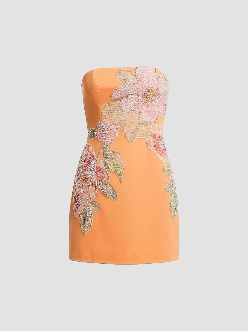 Camilla Beaded Satin Strapless Minidress