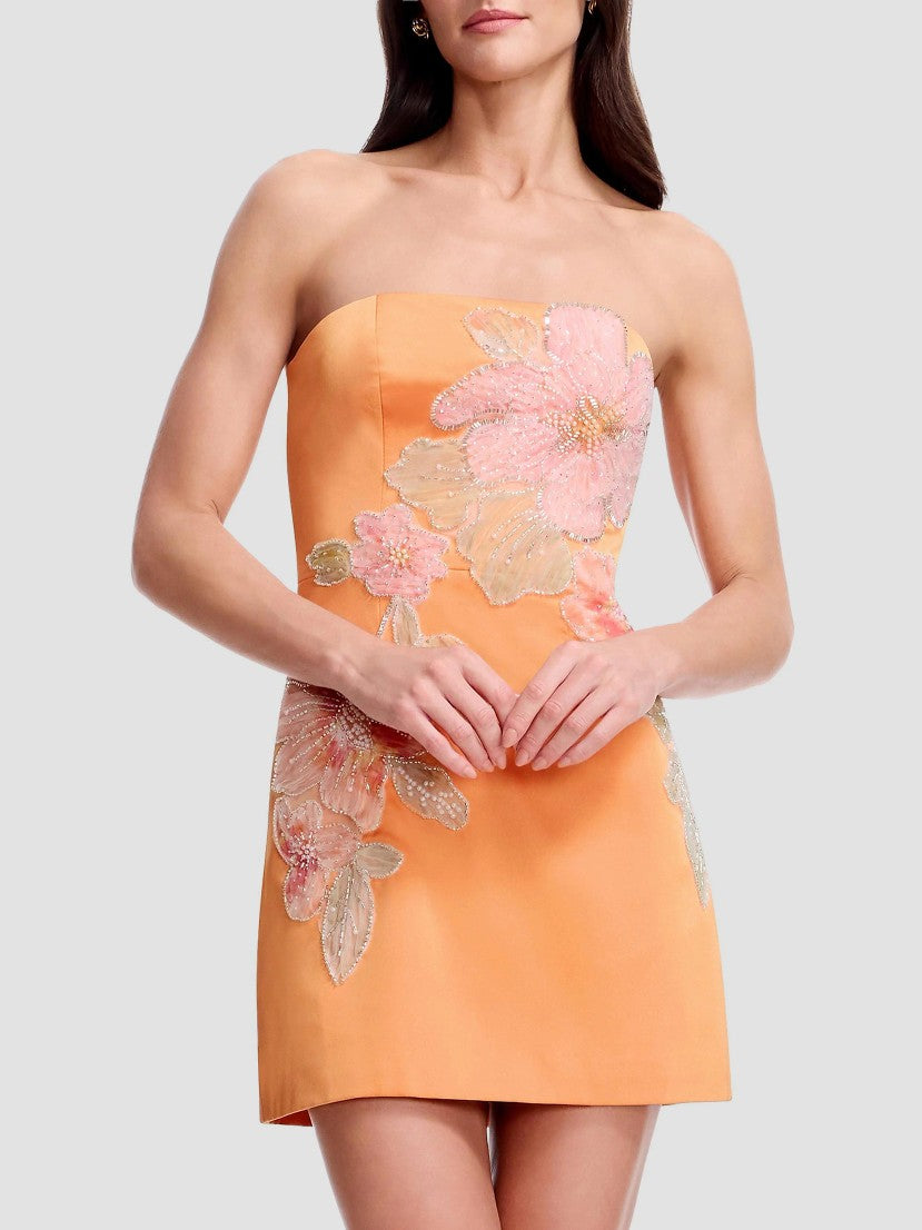 Camilla Beaded Satin Strapless Minidress