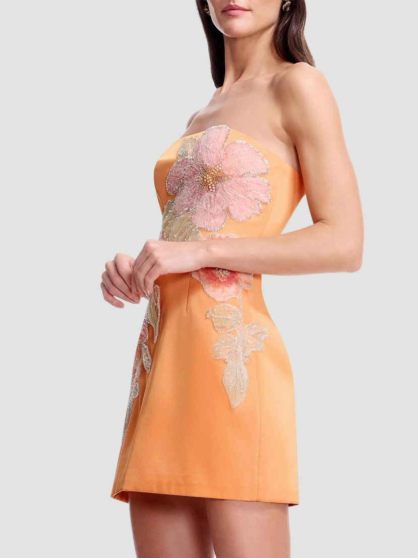 Camilla Beaded Satin Strapless Minidress
