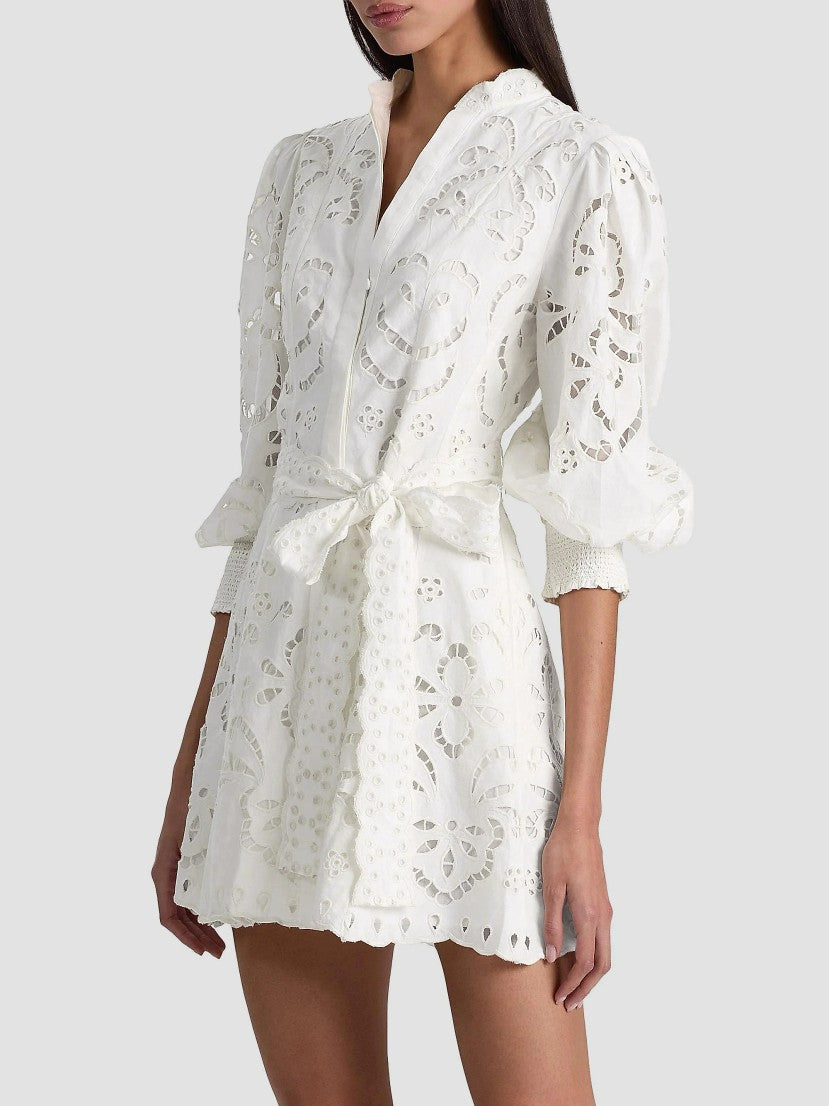 Lucy Embroidered Cotton Mini Shirtdress