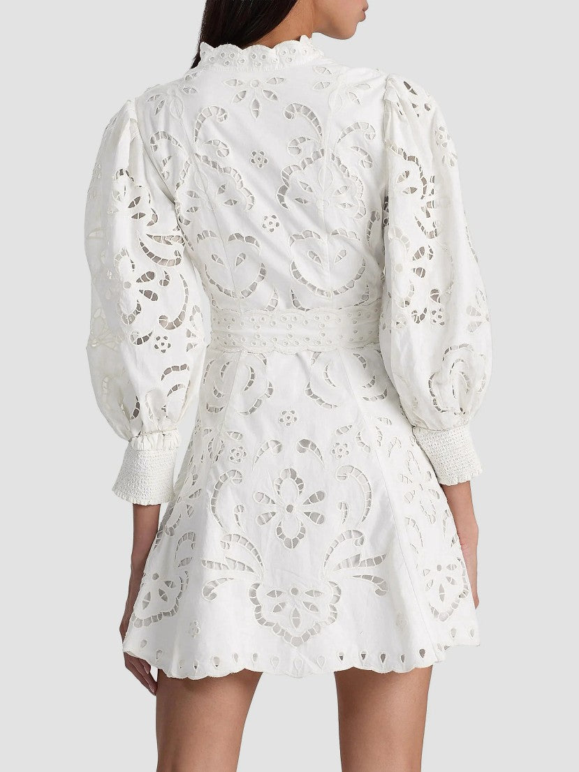 Lucy Embroidered Cotton Mini Shirtdress