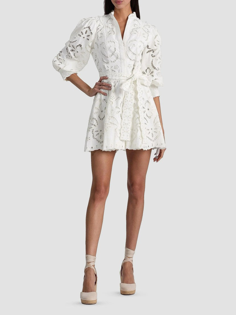 Lucy Embroidered Cotton Mini Shirtdress