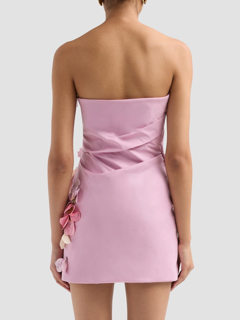 Femme Fatale Keble Draped Floral-Appliqué Mini Dress