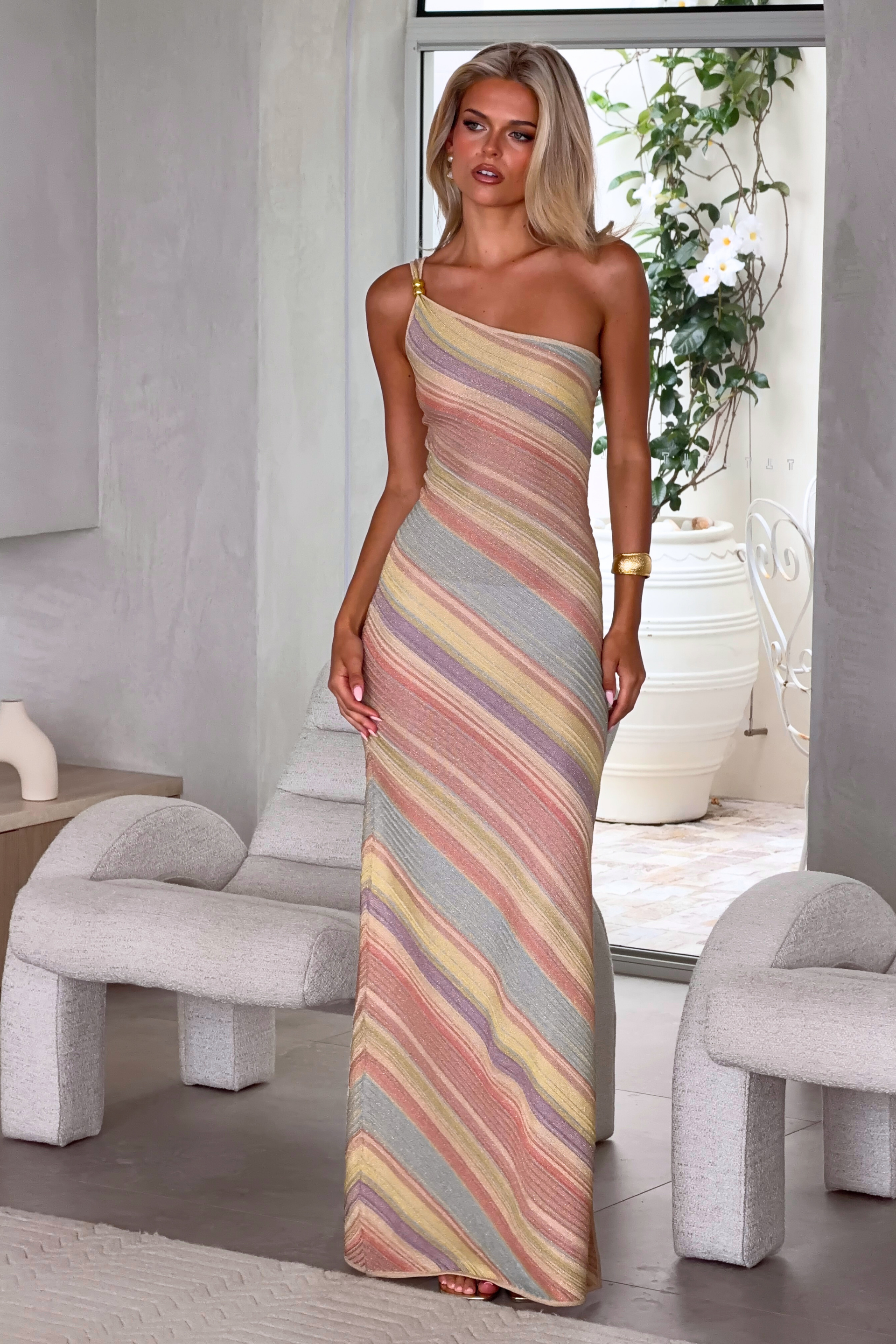 Milan Maxi Dress | Pastel Striped Knit 3