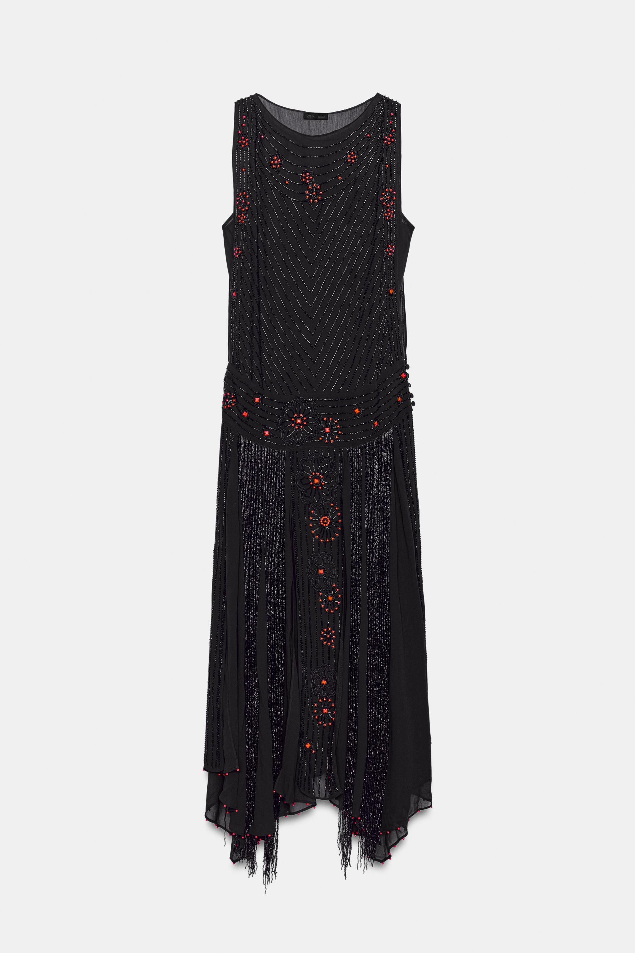 ZW COLLECTION ASYMMETRIC BEADED FRINGE DRESS