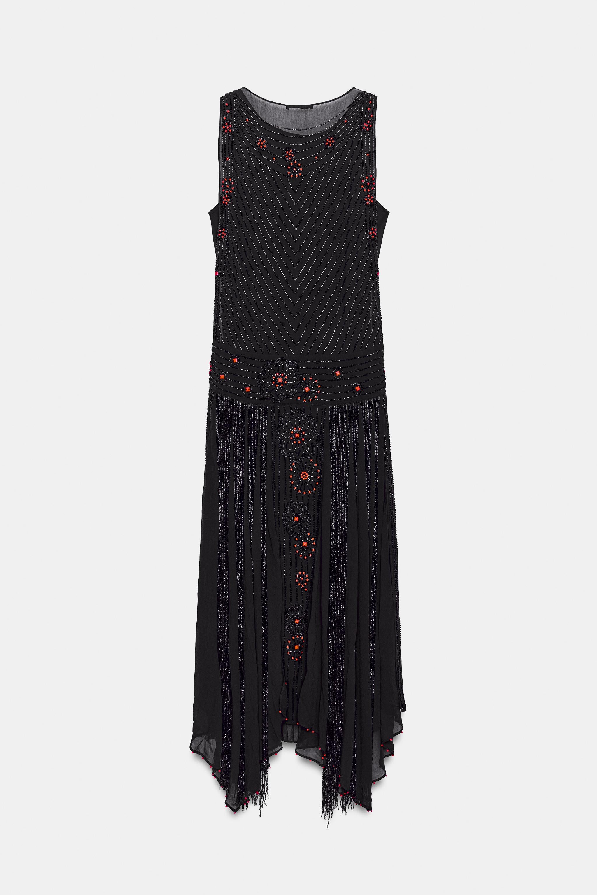 ZW COLLECTION ASYMMETRIC BEADED FRINGE DRESS