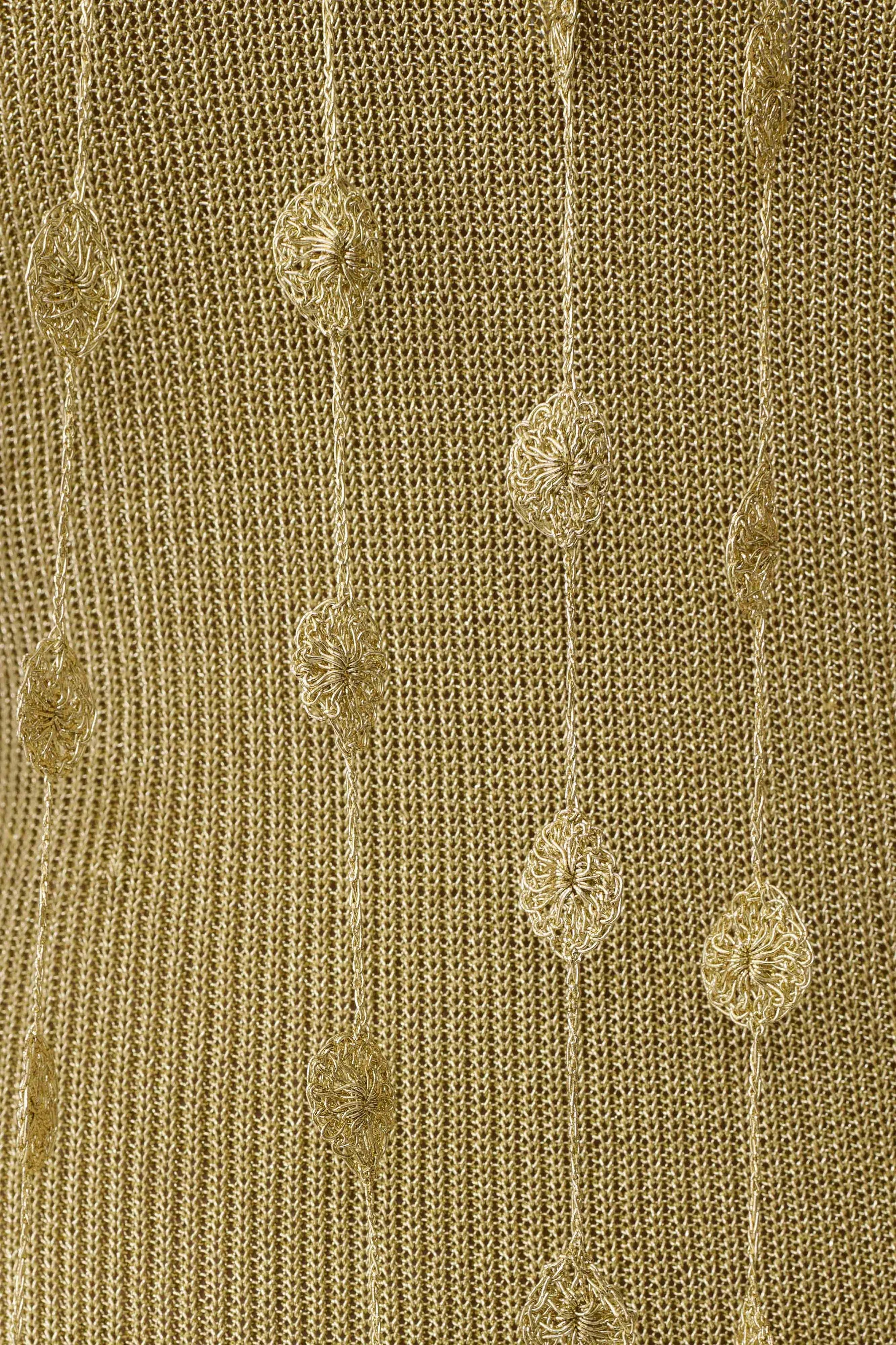 Shami Lurex Maxi Dress With Flowers - Gold