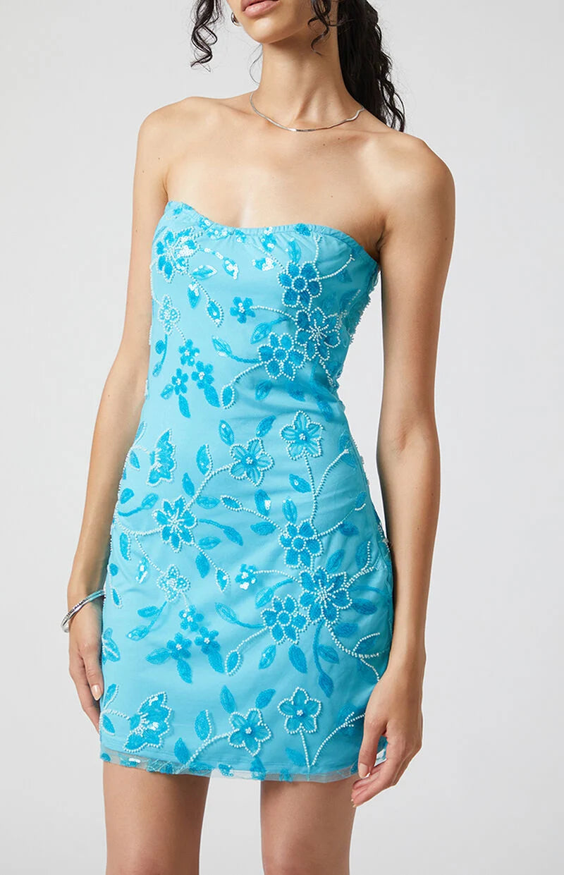 Beverly and Beck Strapless Sequin Mini Dress