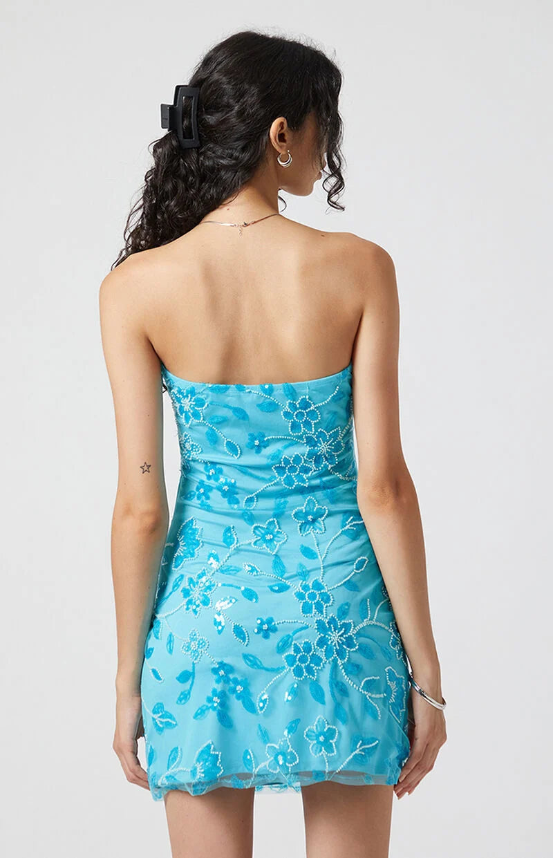 Beverly and Beck Strapless Sequin Mini Dress