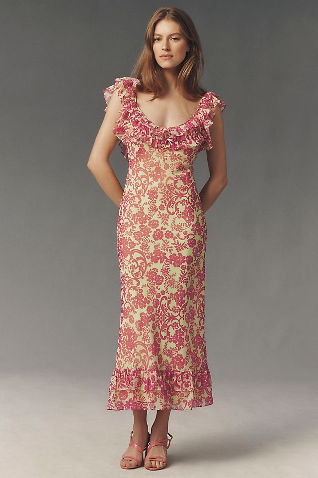 BHLDN Lottie Ruffled Low-Back Maxi Gown