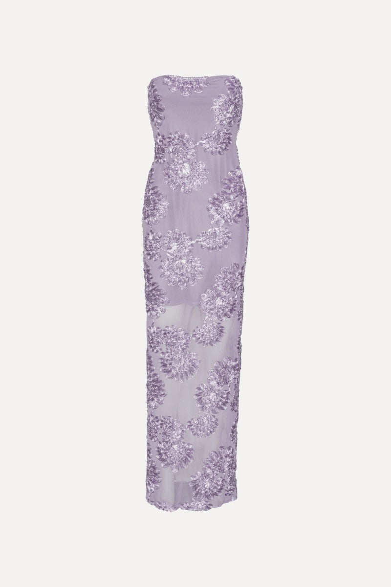 3d Mesh Maxi Dress Purple
