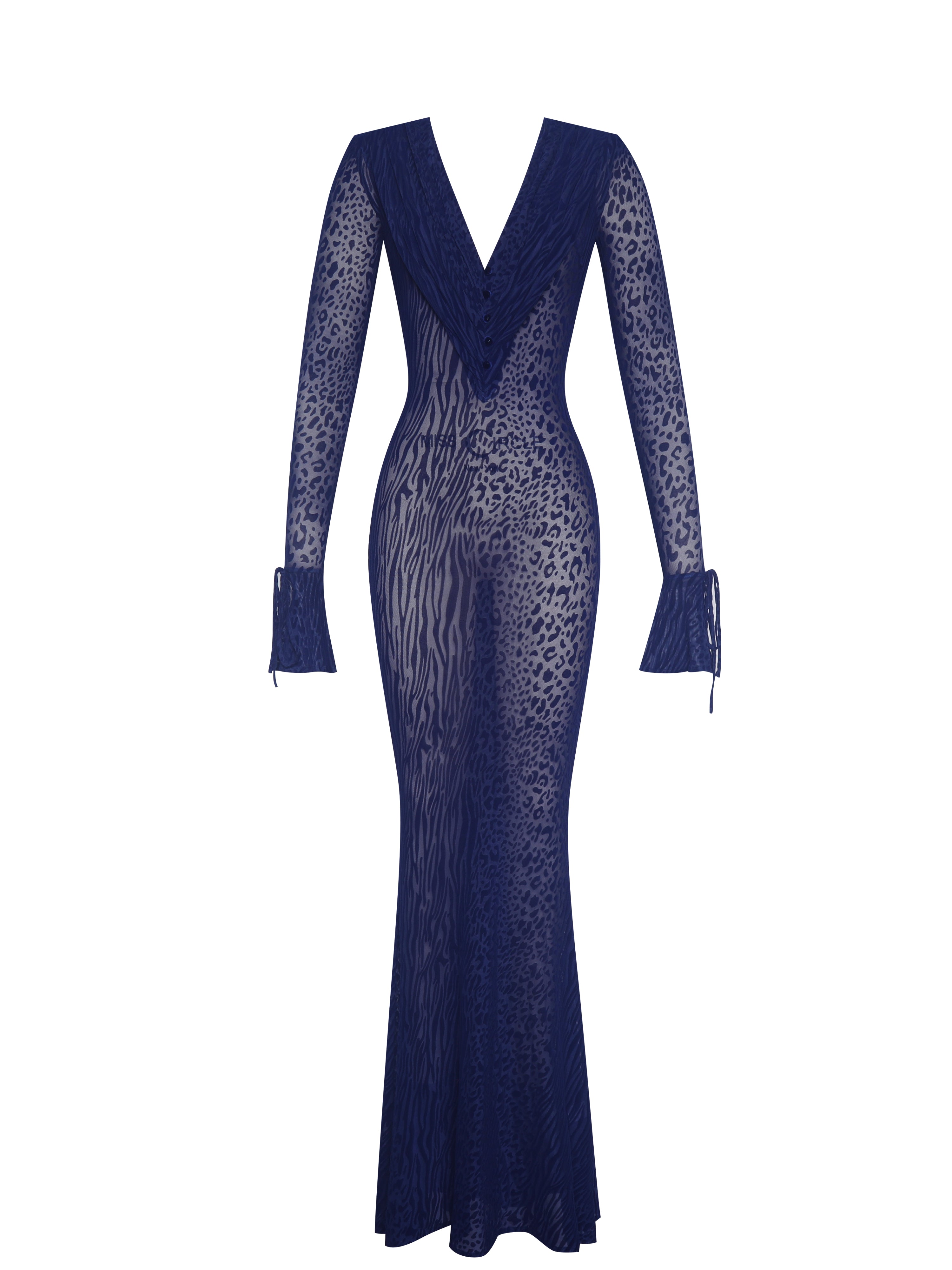 Plunge Animal Print Mermaid Hem Maxi Dress