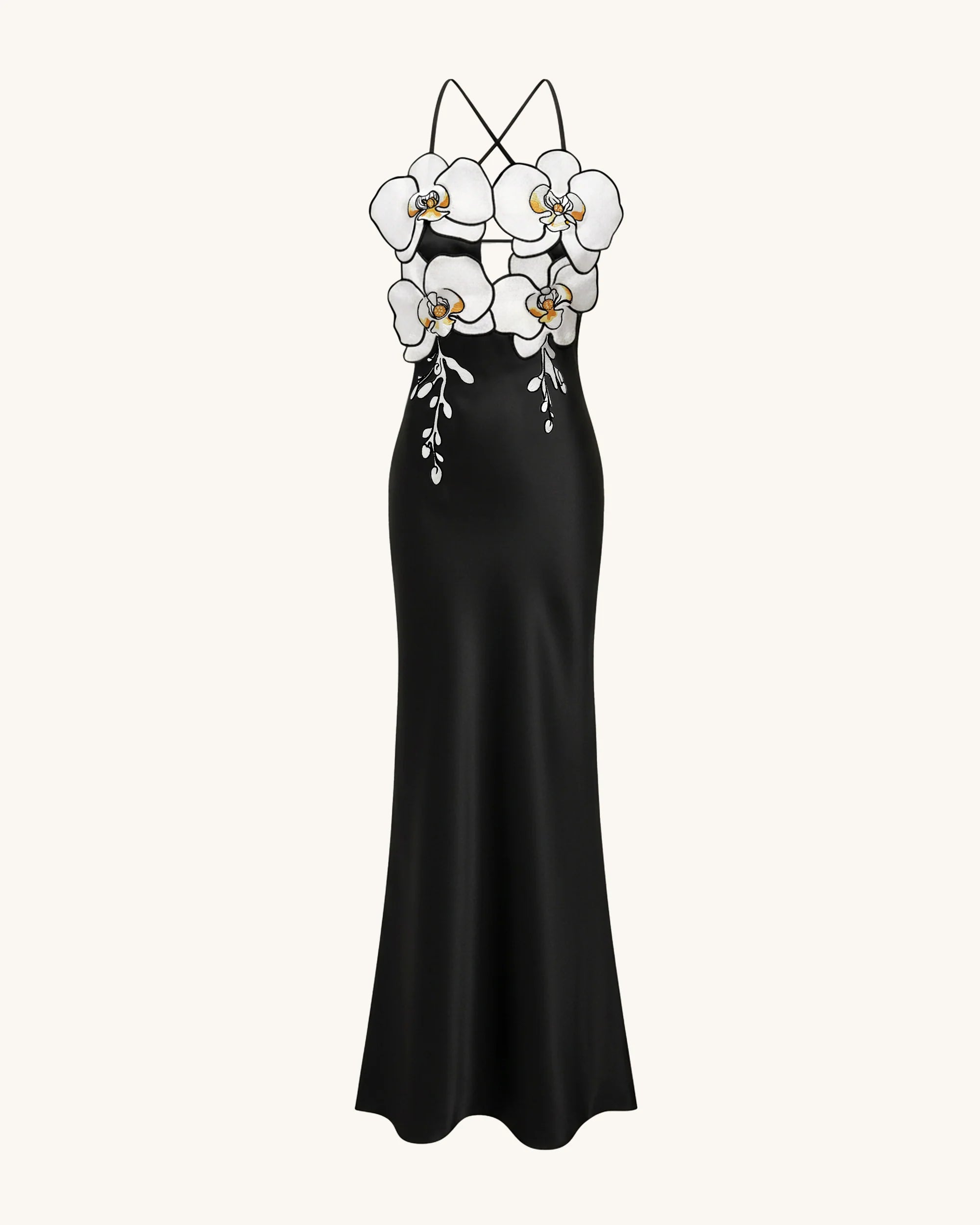 Orchid Embroidered Dress – Black/White