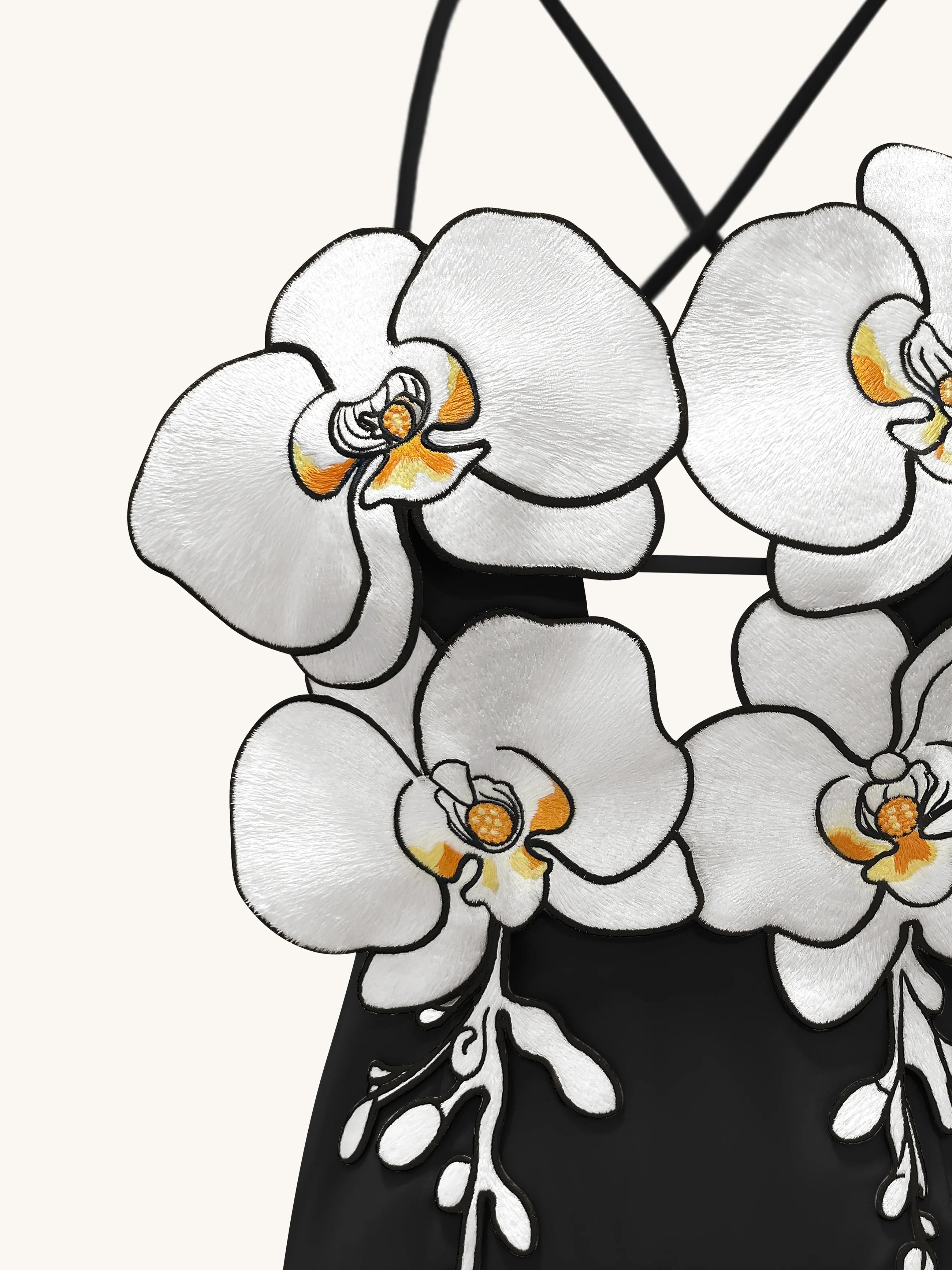 Orchid Embroidered Dress – Black/White