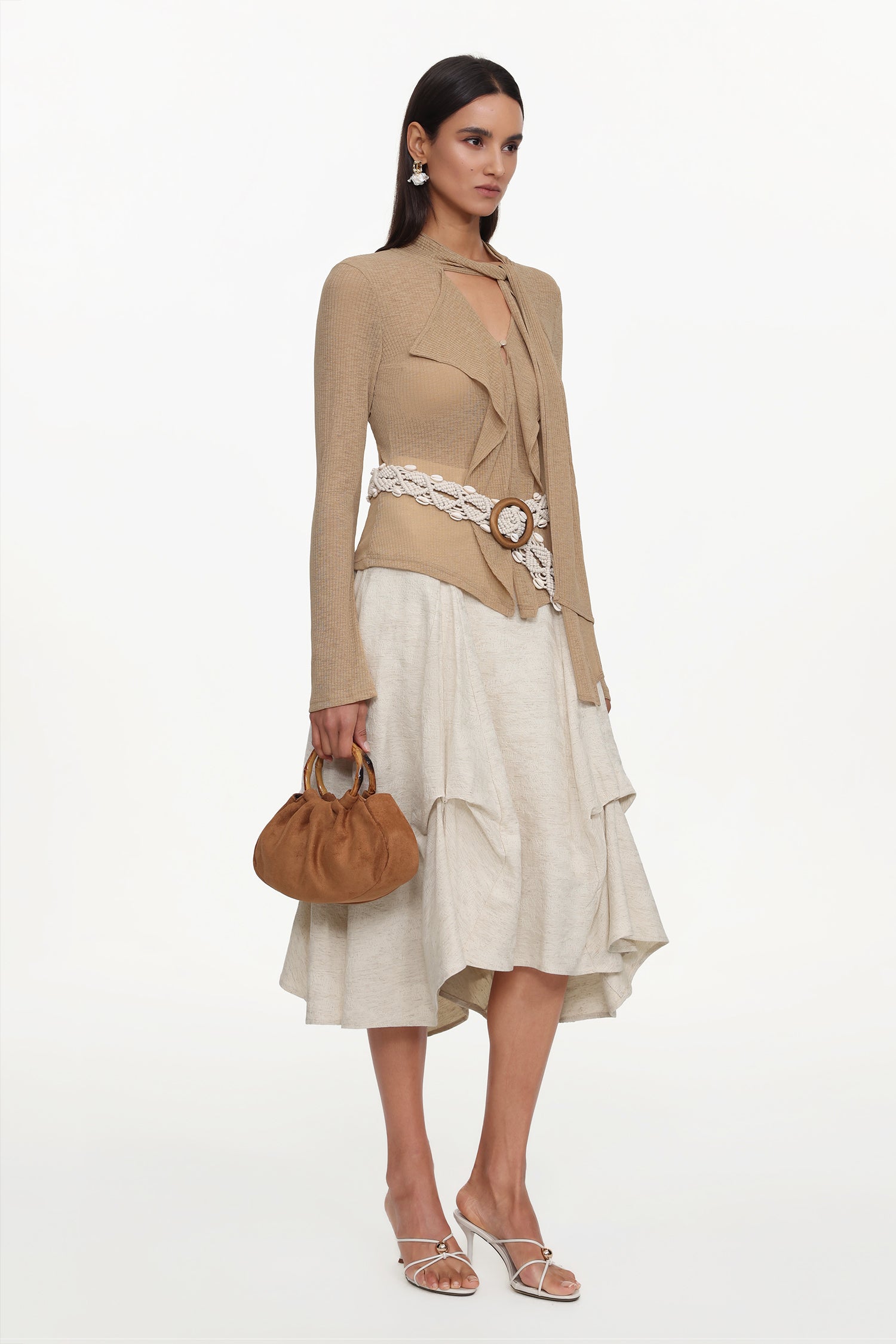 Kezia Elegant Flowy Woven Top And Skirt Set	