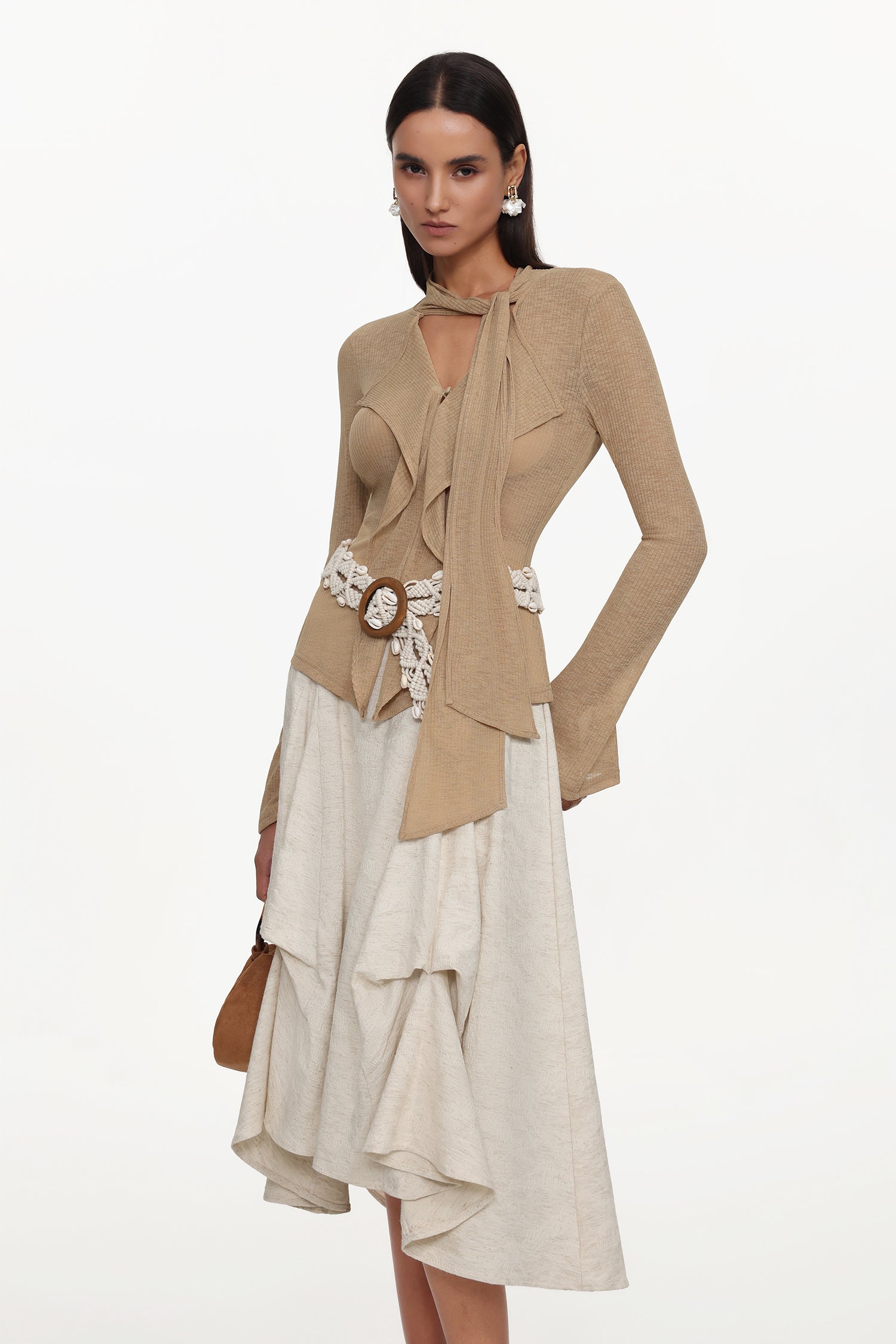 Kezia Elegant Flowy Woven Top And Skirt Set	