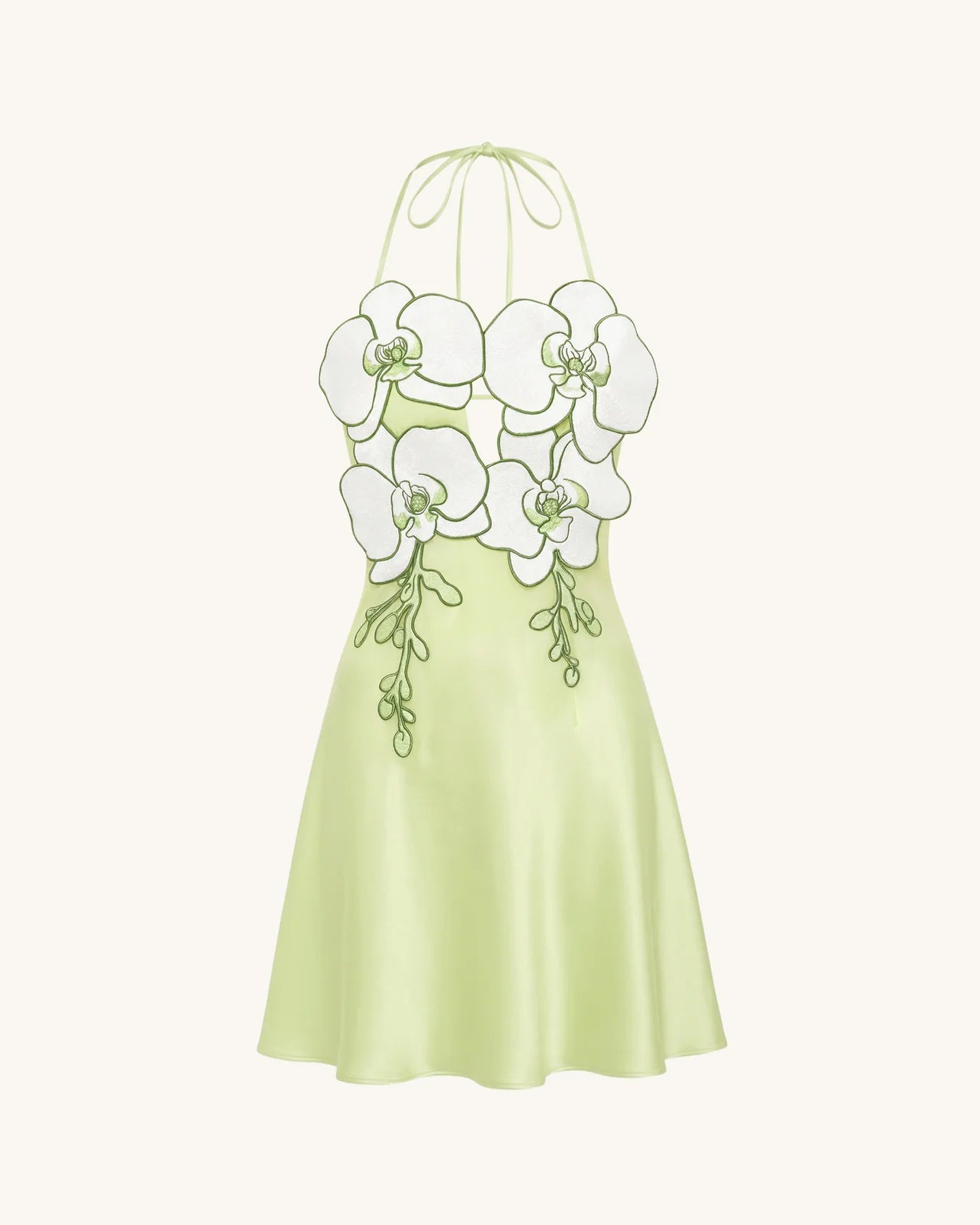 Orchid Embroidered Halter Mini Dress