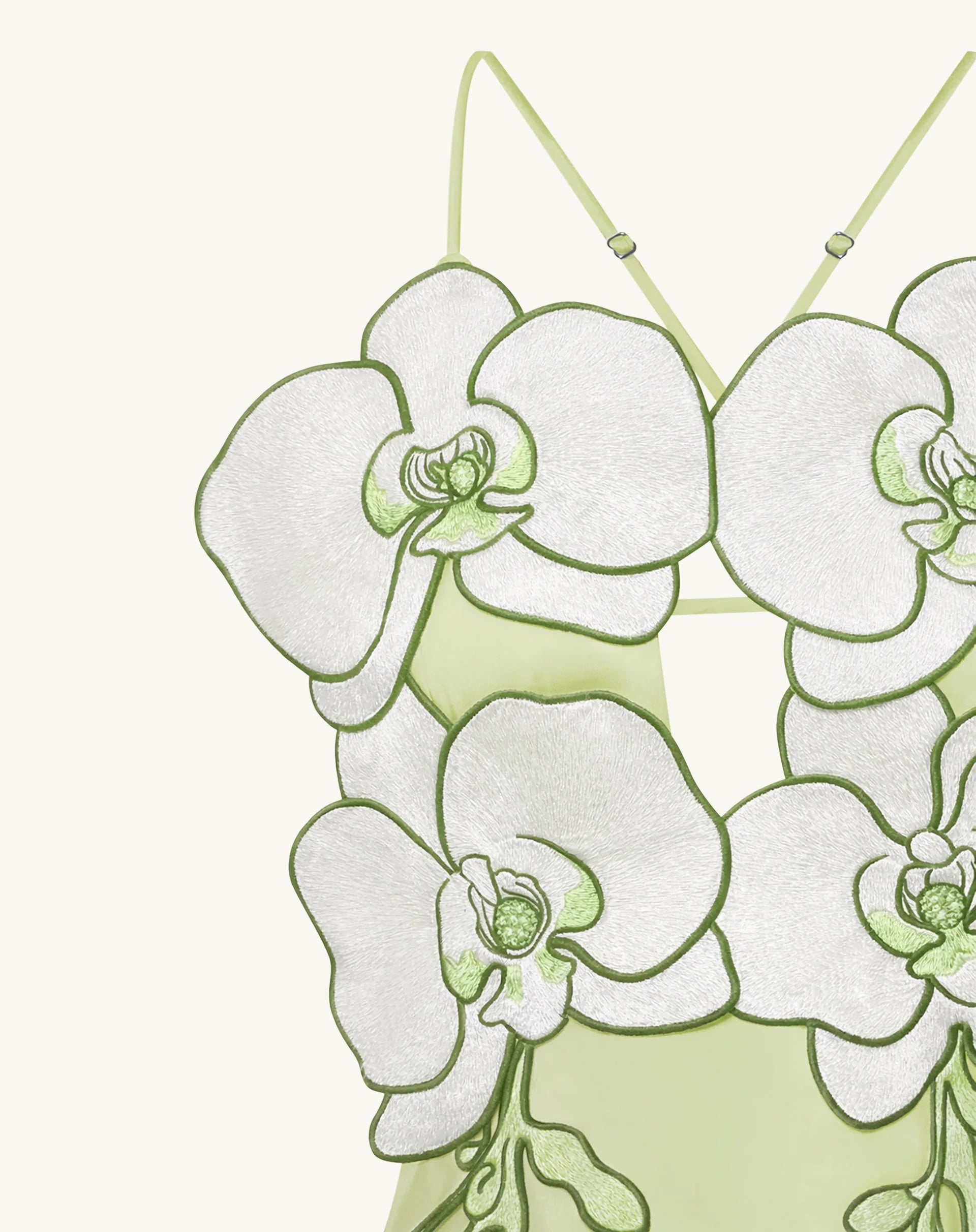 Orchid Embroidered Dress - Light Green/Ivory