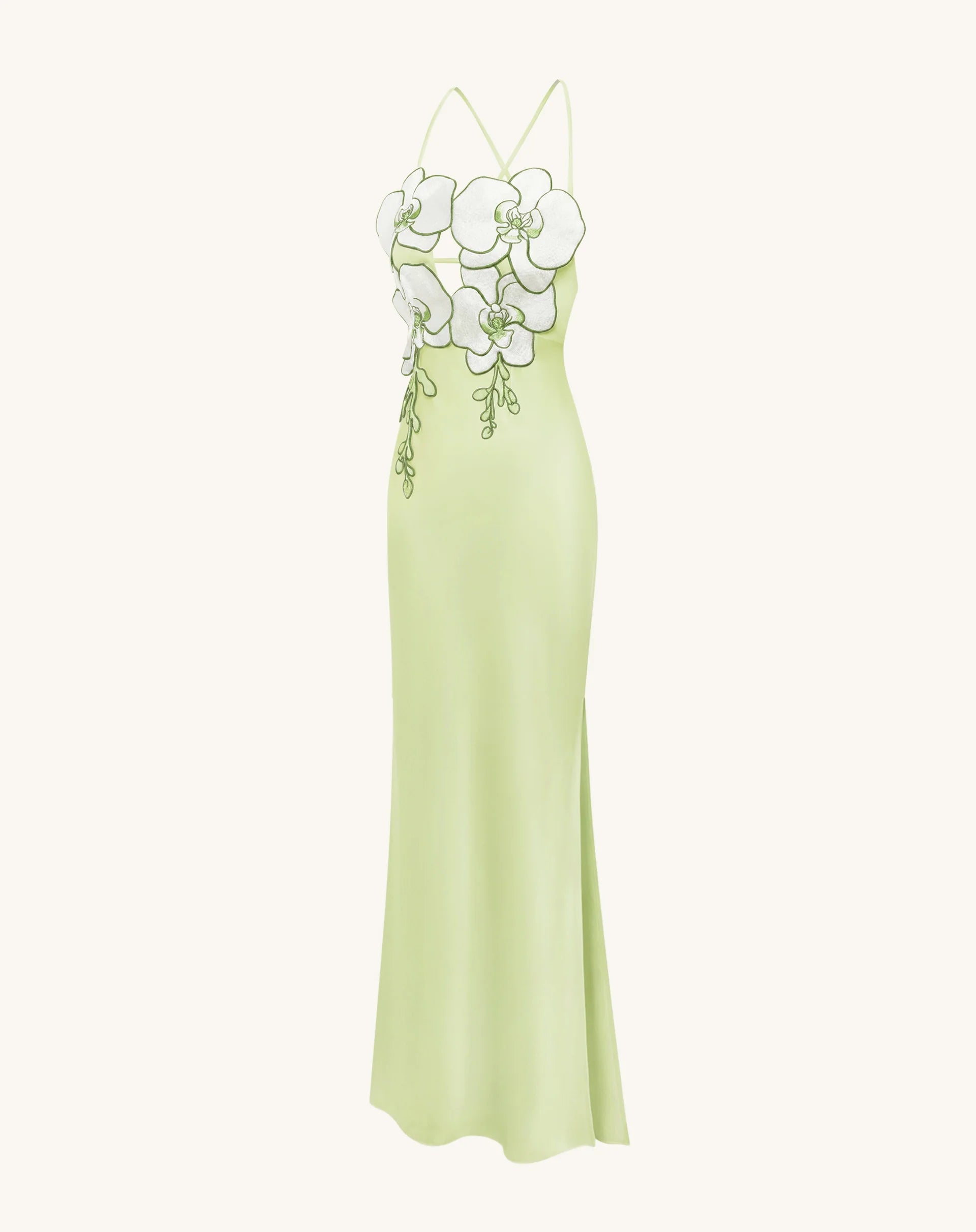 Orchid Embroidered Dress - Light Green/Ivory