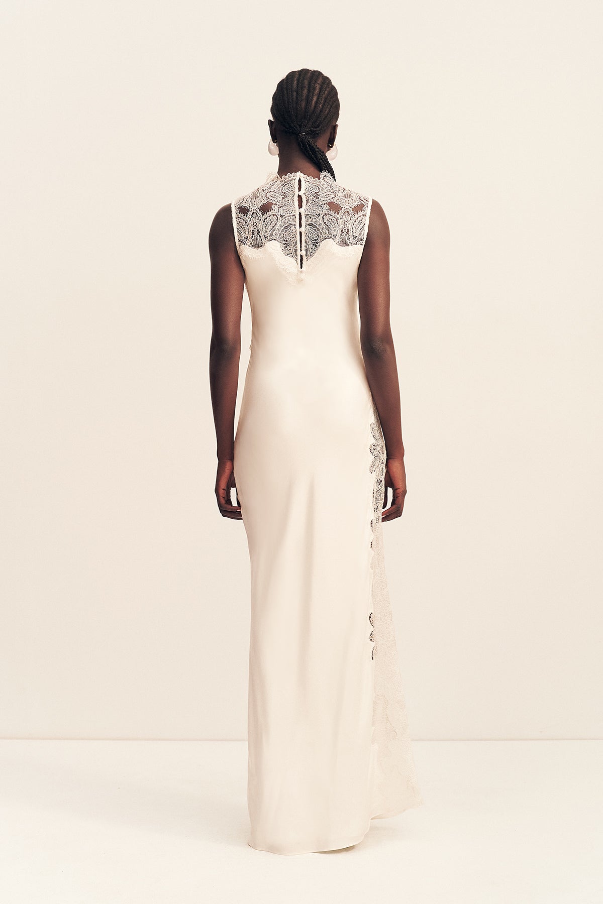 STRATUS SHEER LACE HIGH NECK MAXI DRESS IVORY