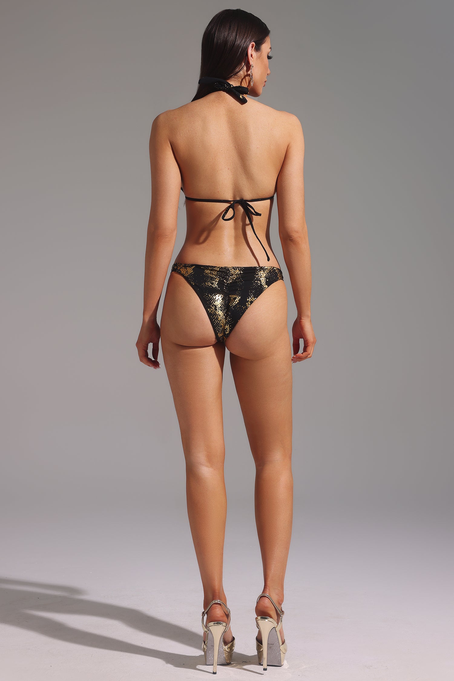 Fesila Halter Lacing Mini Swimsuit Two-Piece Set	