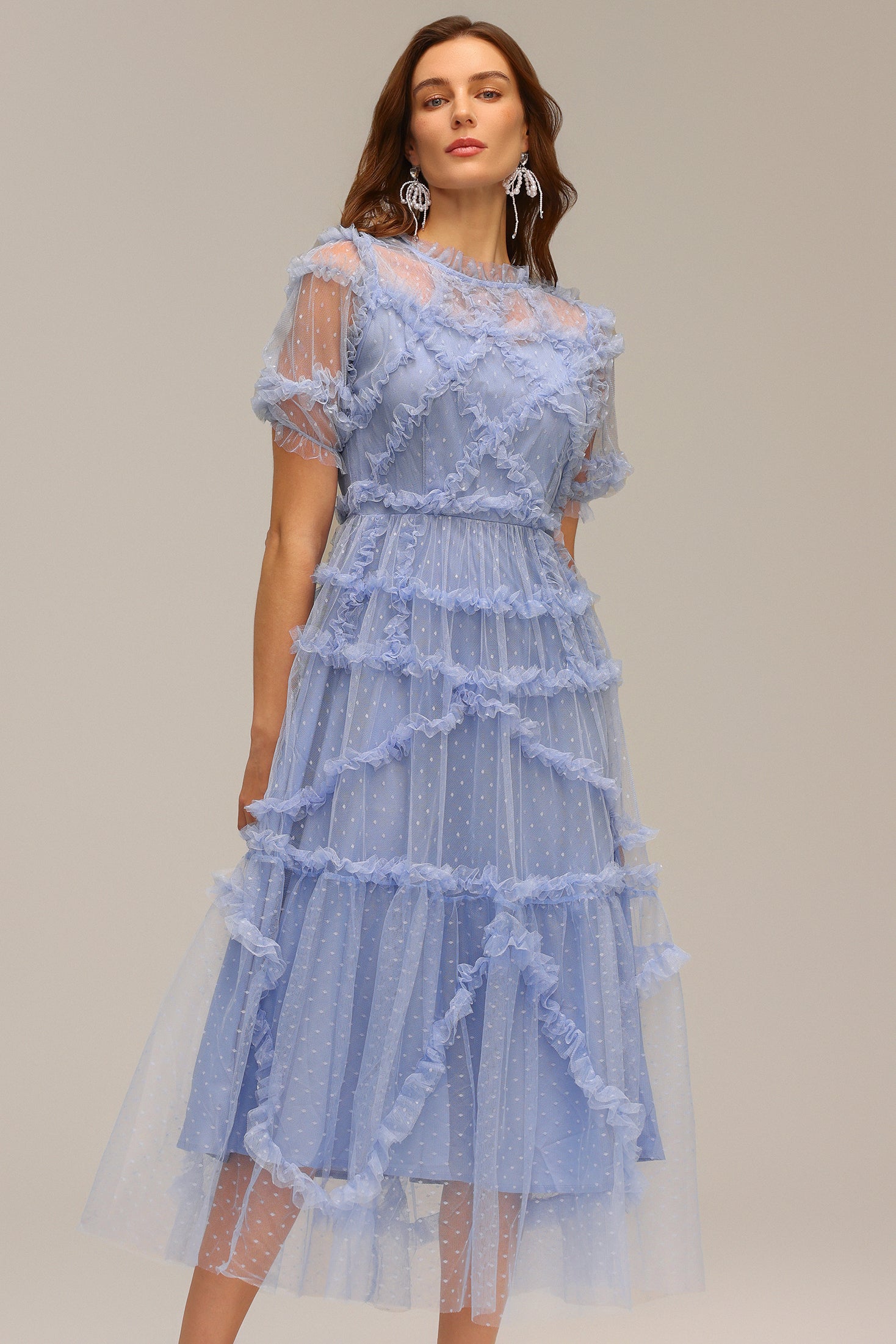 Tessy Short Sleeve Folds Maxi Dress