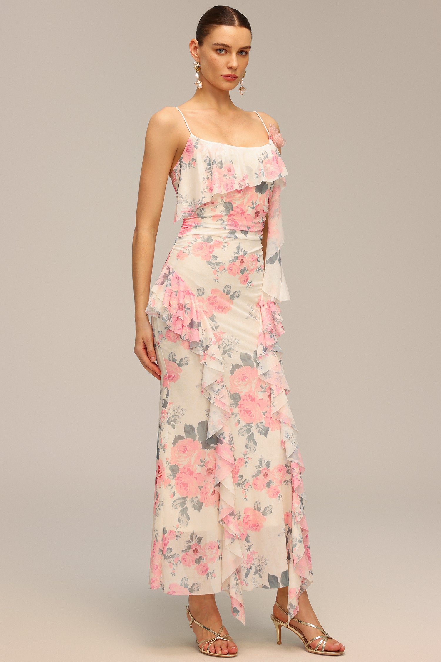 Noor Halter Printed Flowers Maxi Dress
