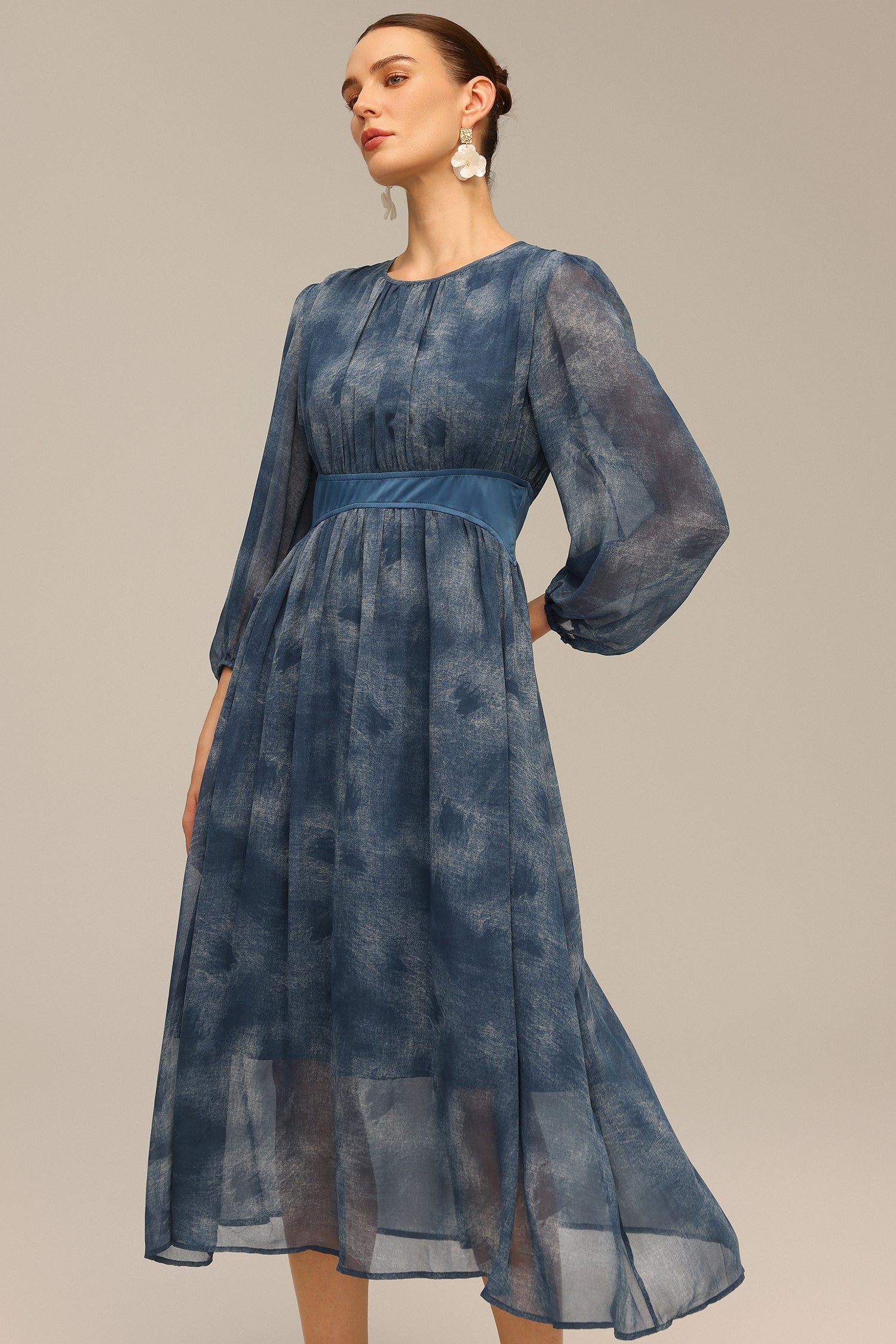 Uabeza Print Long Sleeve Maxi Dress