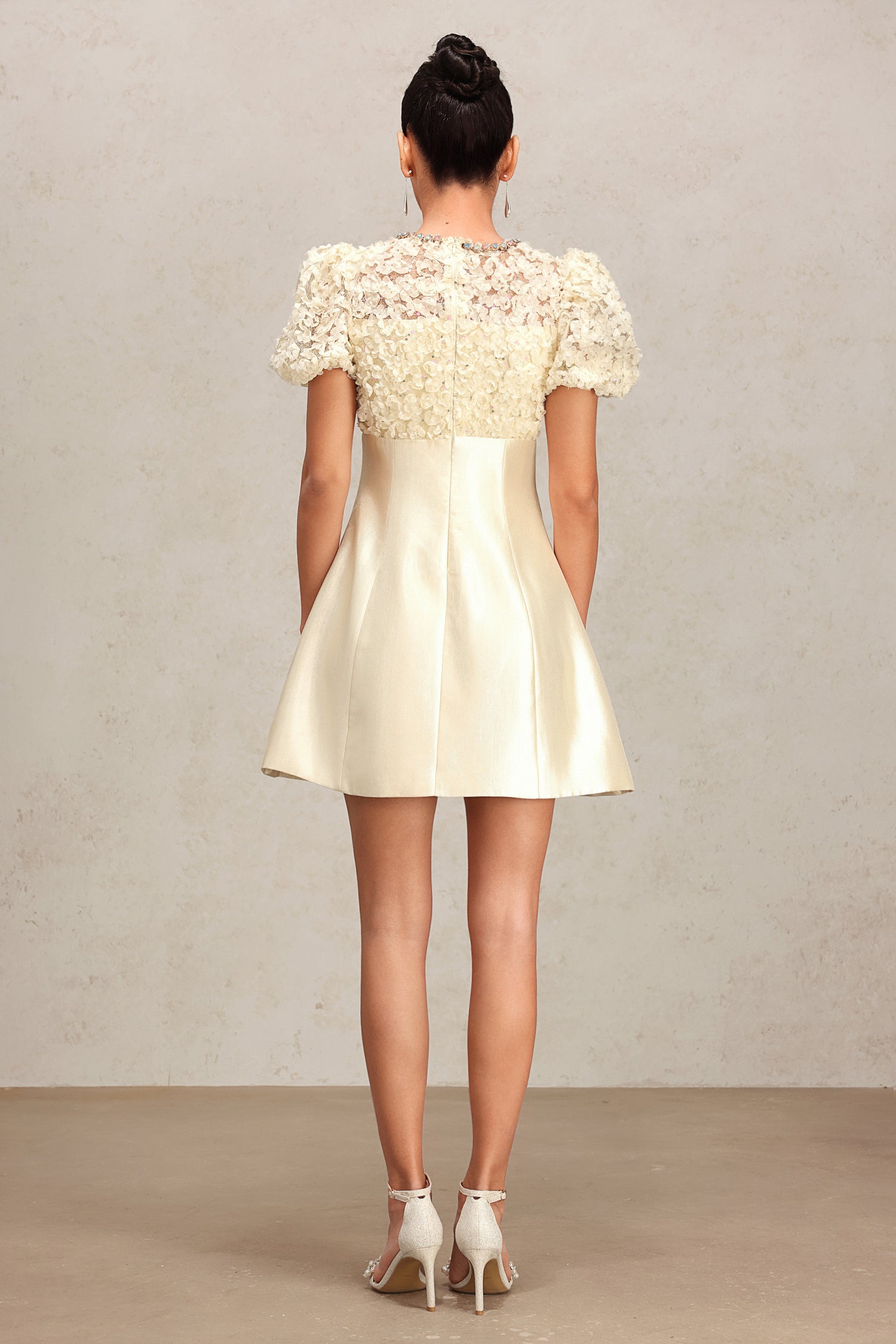 Juno Short Sleeve Embroidery Lace Diamond Mini Dress