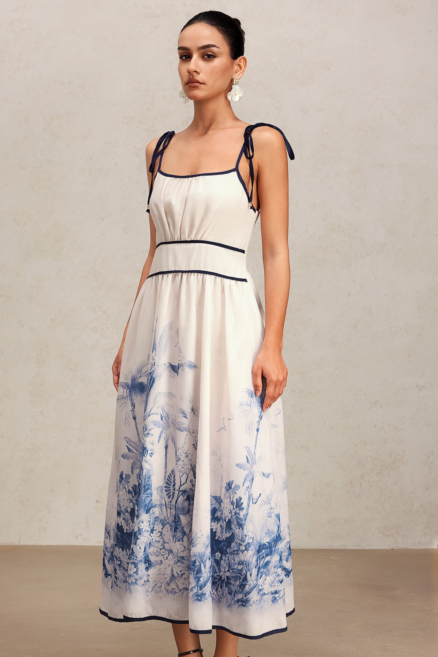 Kasuni Halter Floral Printed Maxi Dress