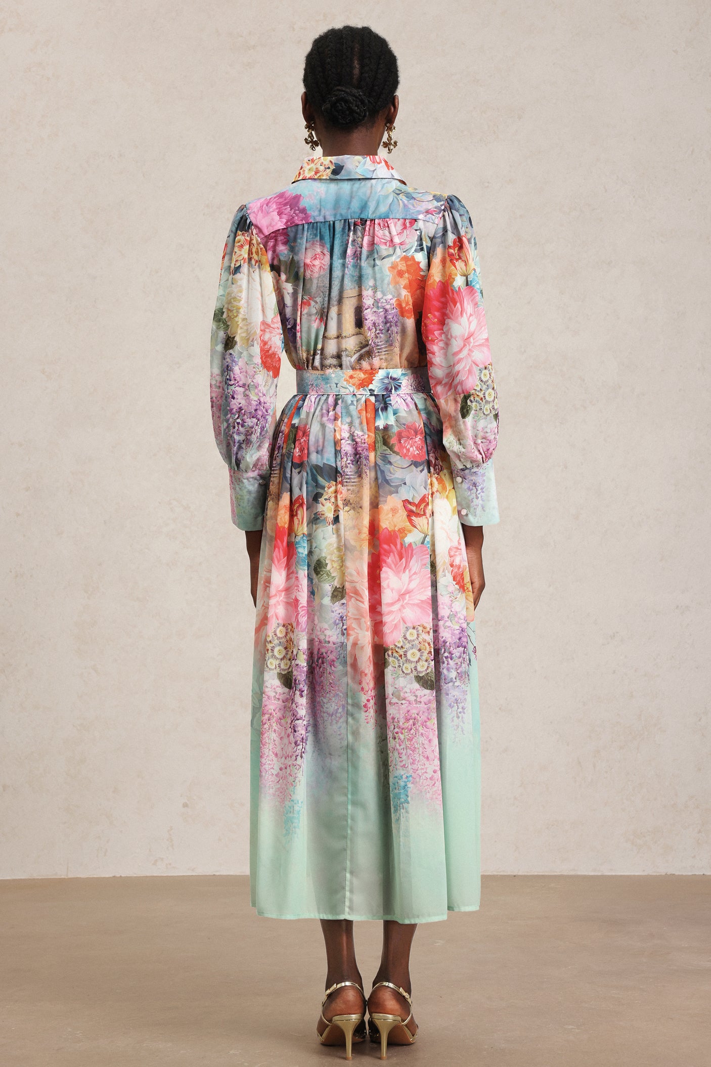 Erin Lapel Floral Printed Maxi Dress