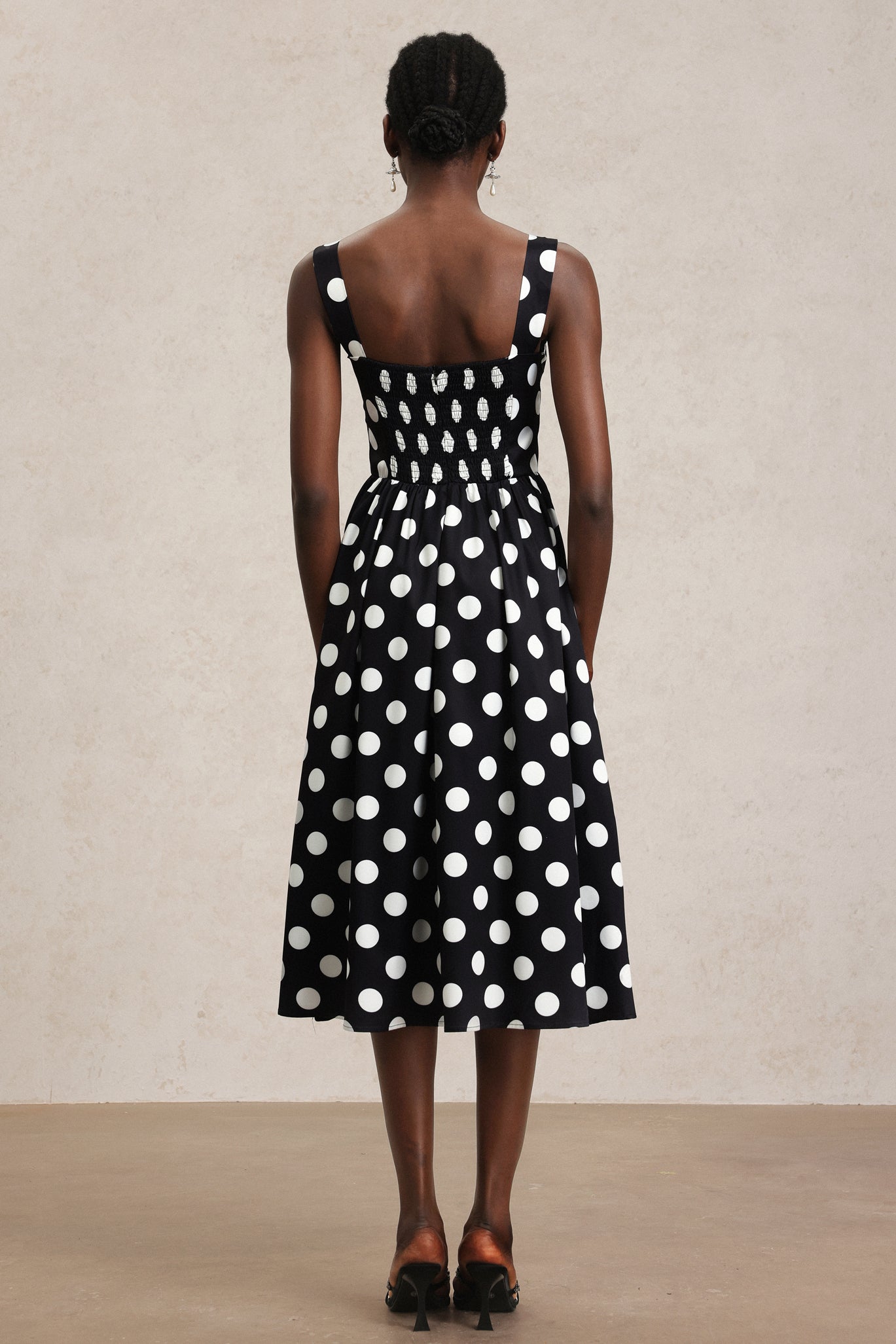 Noah Dot Printed Halter Midi Dress