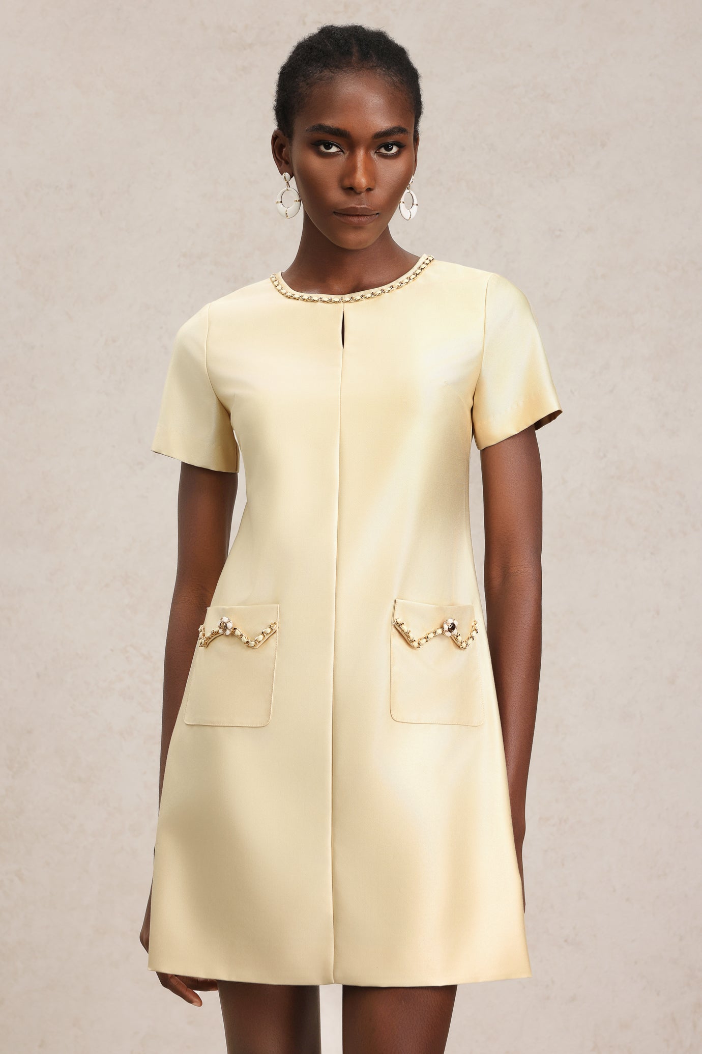 Tancy Short Sleeves Round Neck Mini Dress