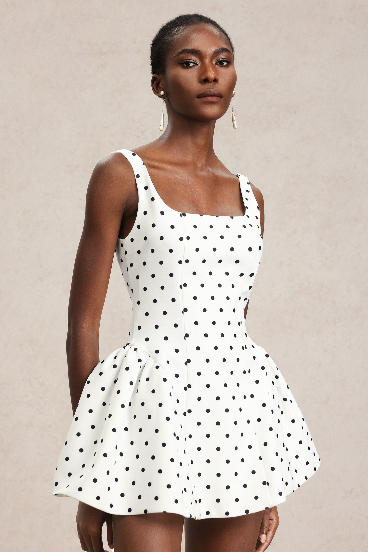 Ornella Halter Sleeveless Dot Printed Mini Dress