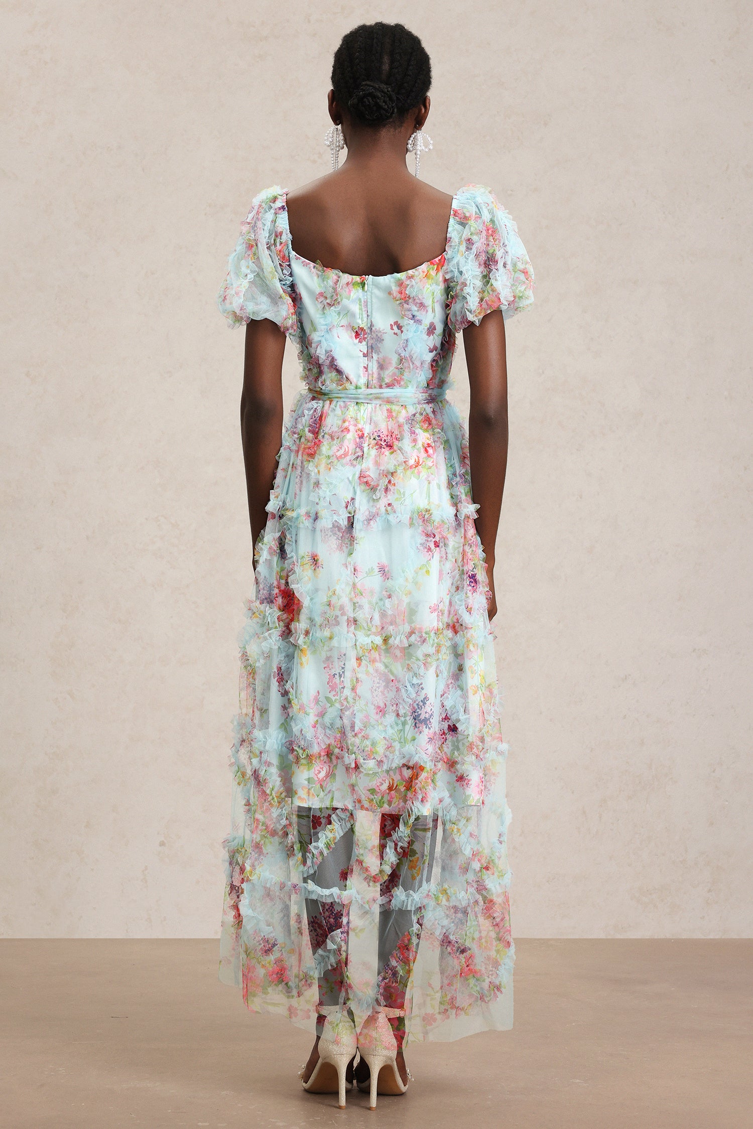 Eurin Short Sleeves Floral Printed Midi Dress