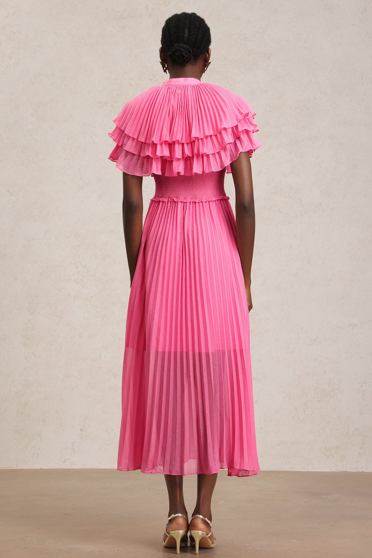 Erryn Sleeveless Folds Midi Dress