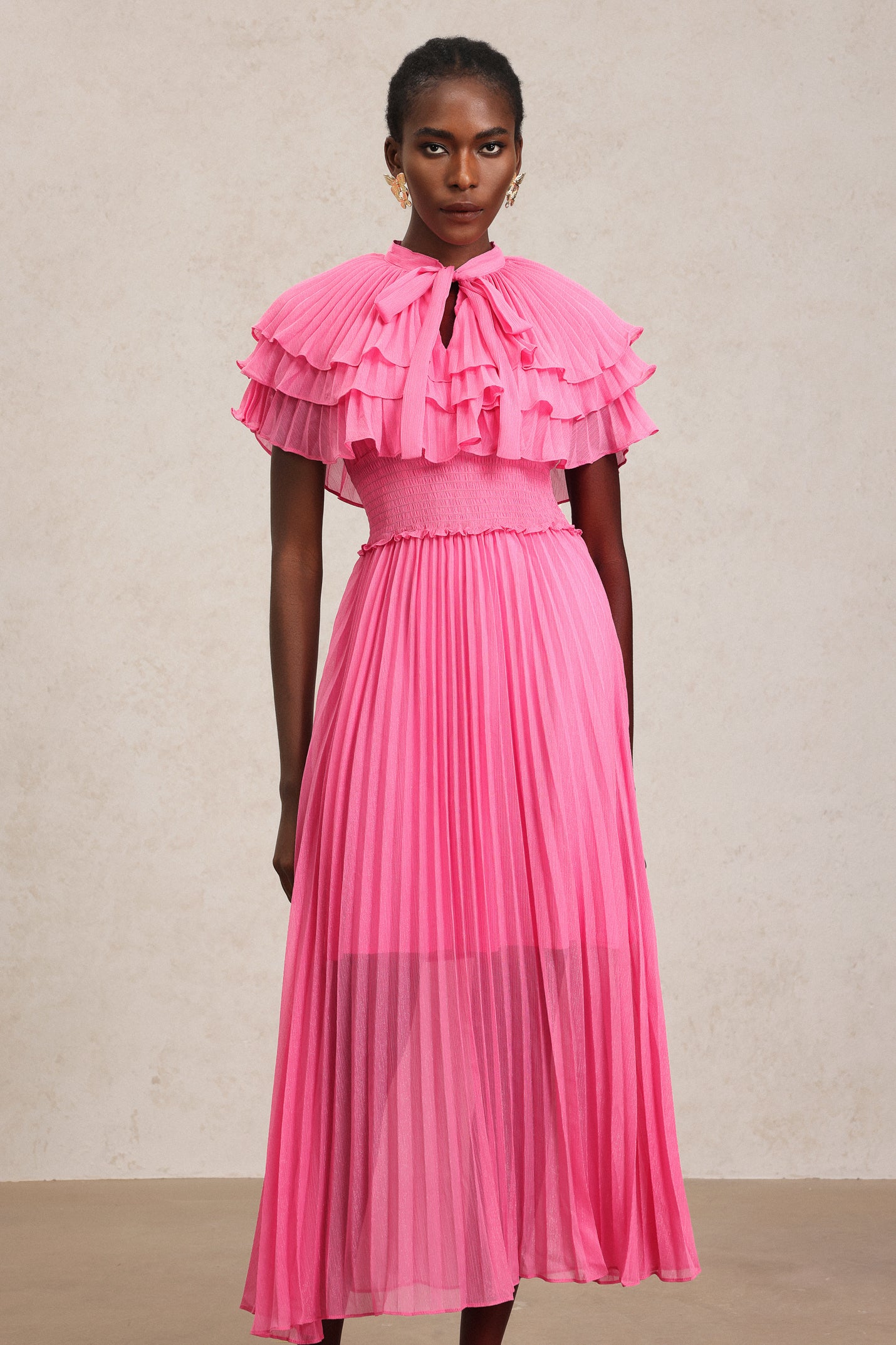 Erryn Sleeveless Folds Midi Dress