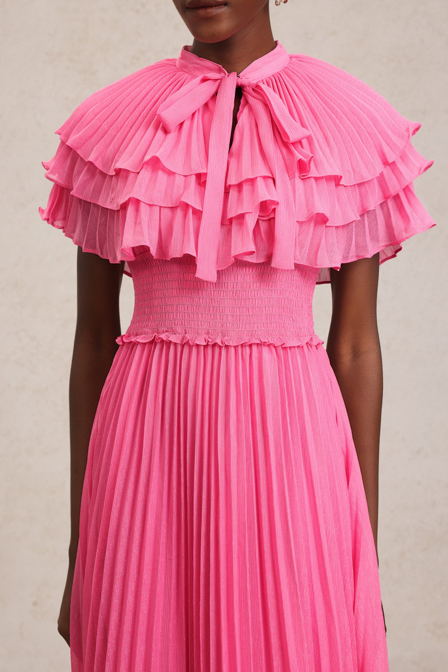 Erryn Sleeveless Folds Midi Dress