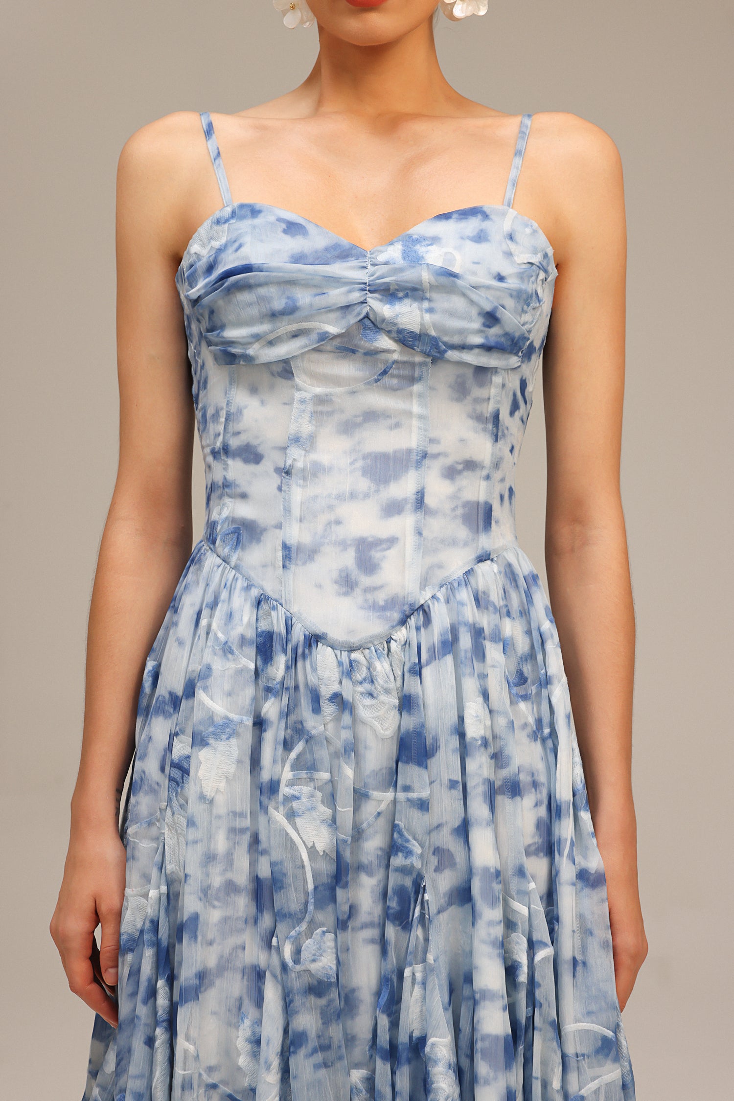 Lesa Halter Floral Printed Midi Dress